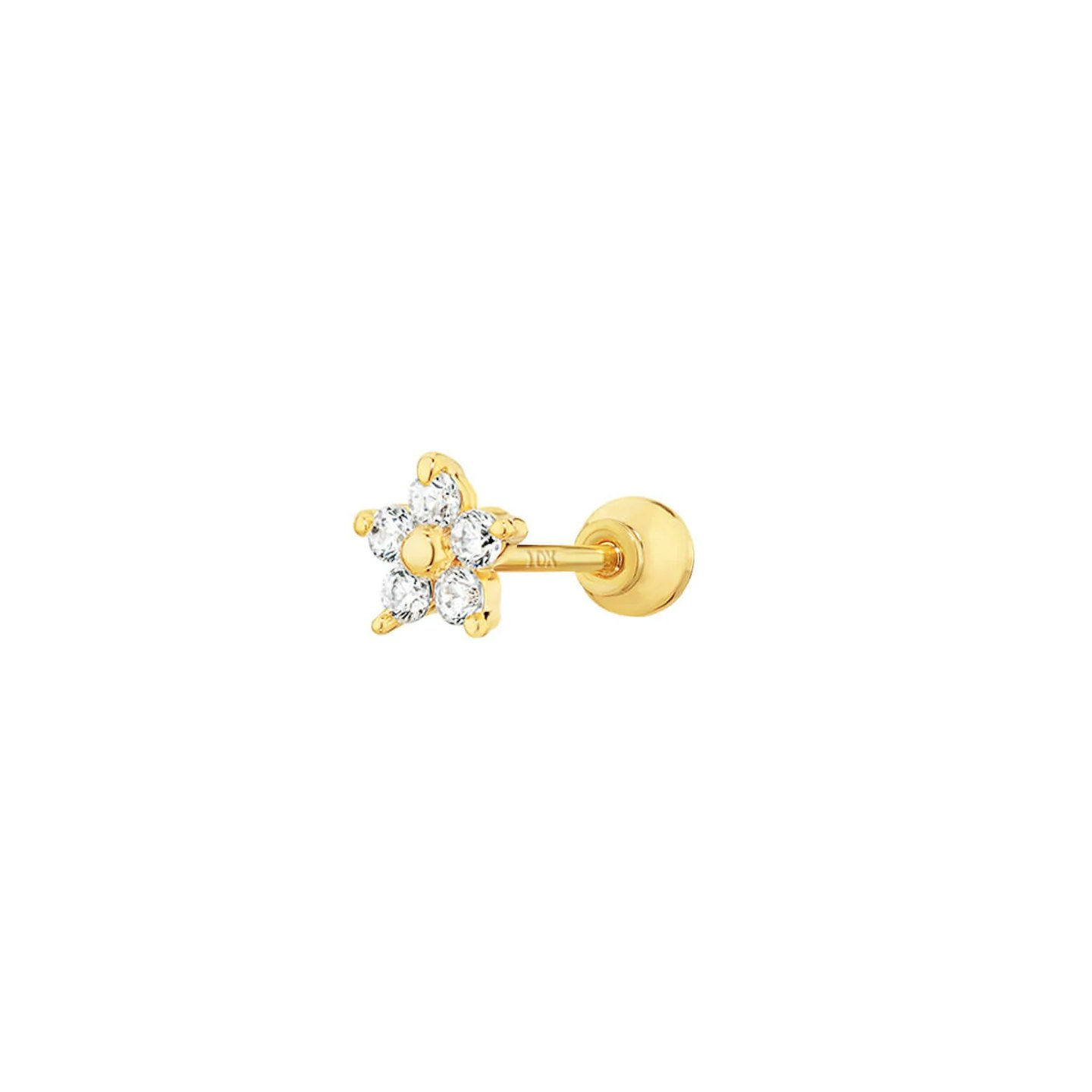 With Bling 9K Teeny Flower Barbell