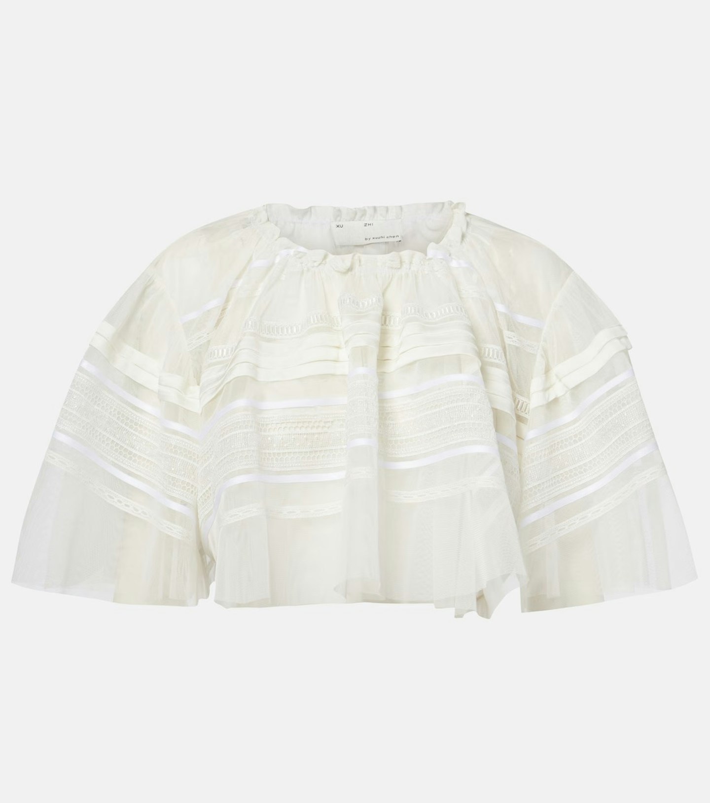 Xu Zhi Gathered Lace And Tulle Crop Top