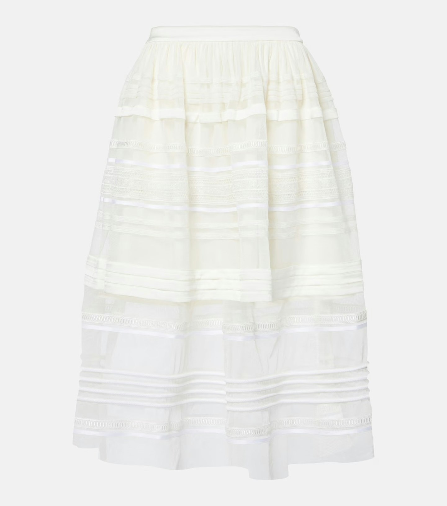 Xu Zhi Gathered Lace And Tulle Midi Skirt