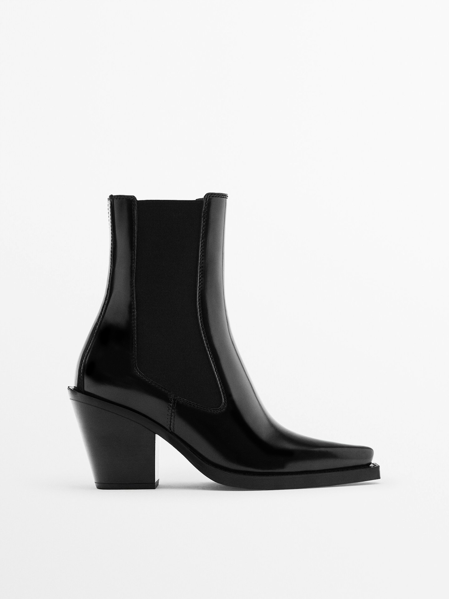 Massimo Dutti, Leather Cowboy-Style Chelsea Boots
