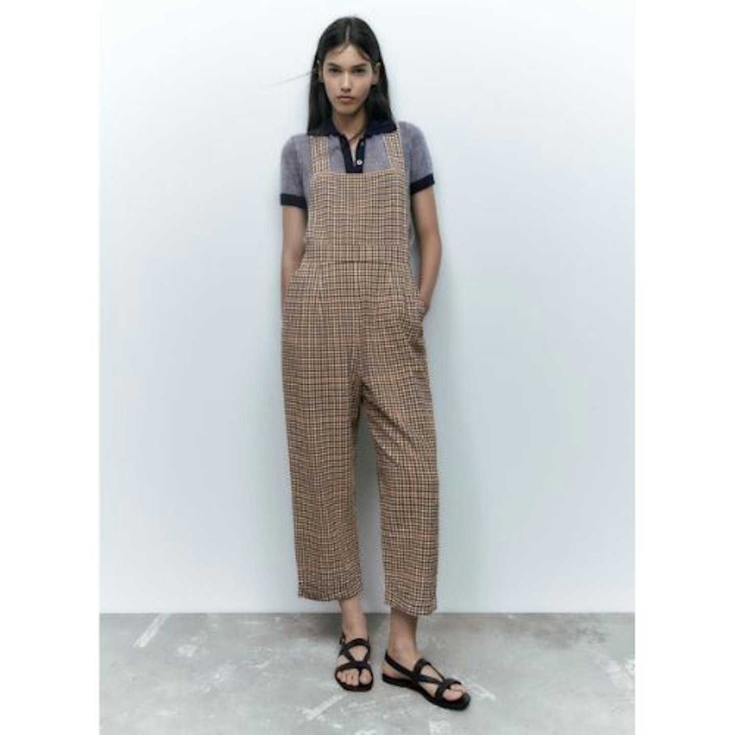 Zara Long Checked Jumpsuit