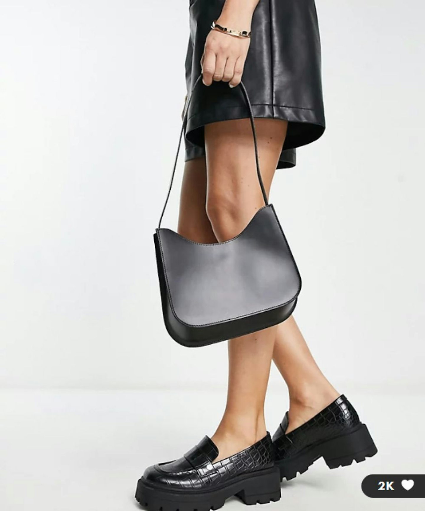 ASOS DESIGN Curved Leather Shoulder Bag