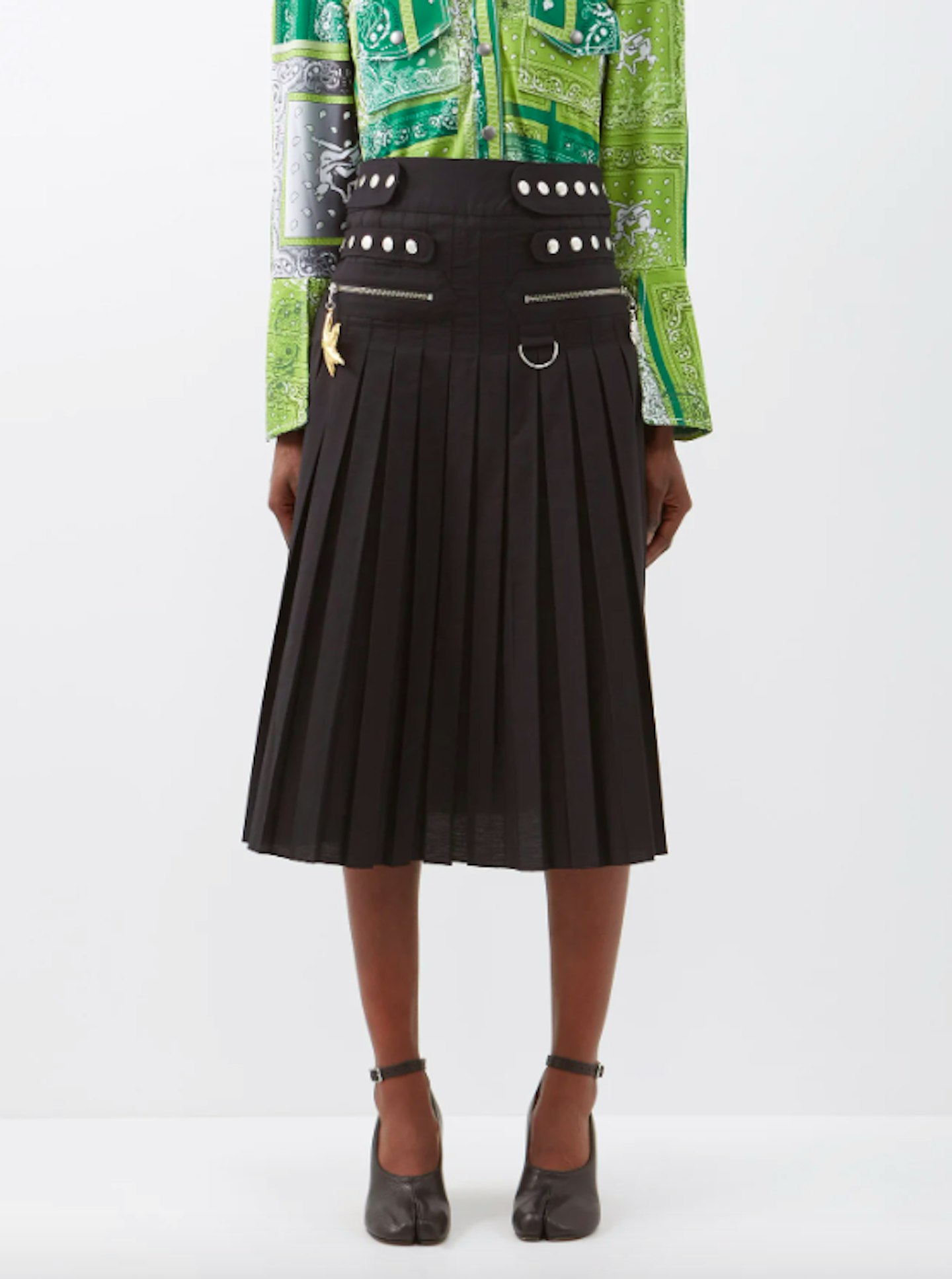 Ocean Pleated Cotton Midi Skirt