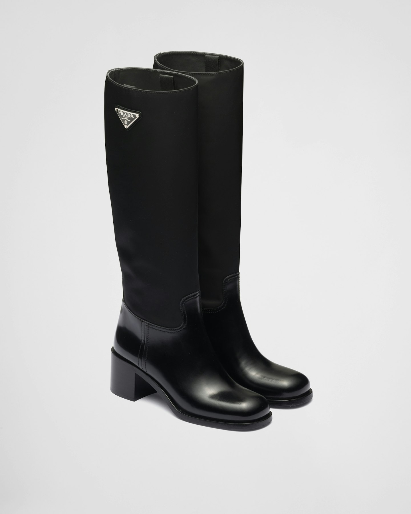 Prada, Brushed Leather And Nylon Boots