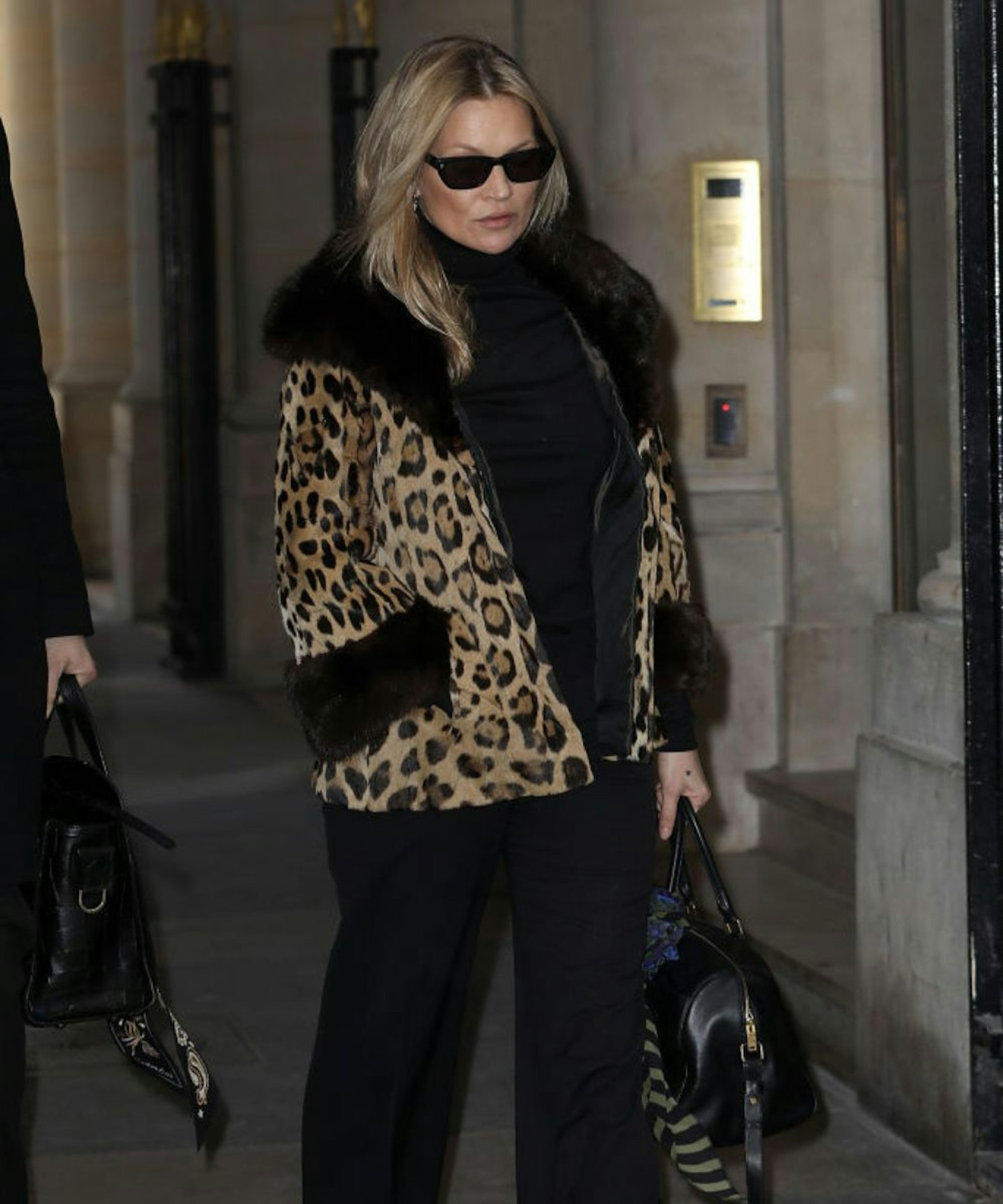 kate moss in leopard print coat