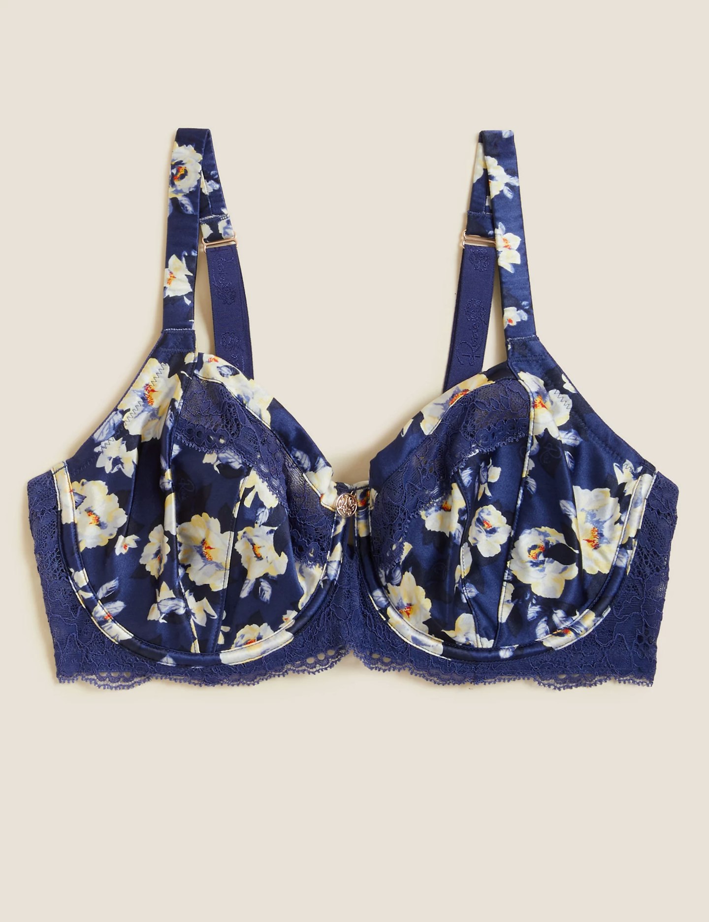 M&S, Midnight Rose Silk Wired Minimiser Bra C-G