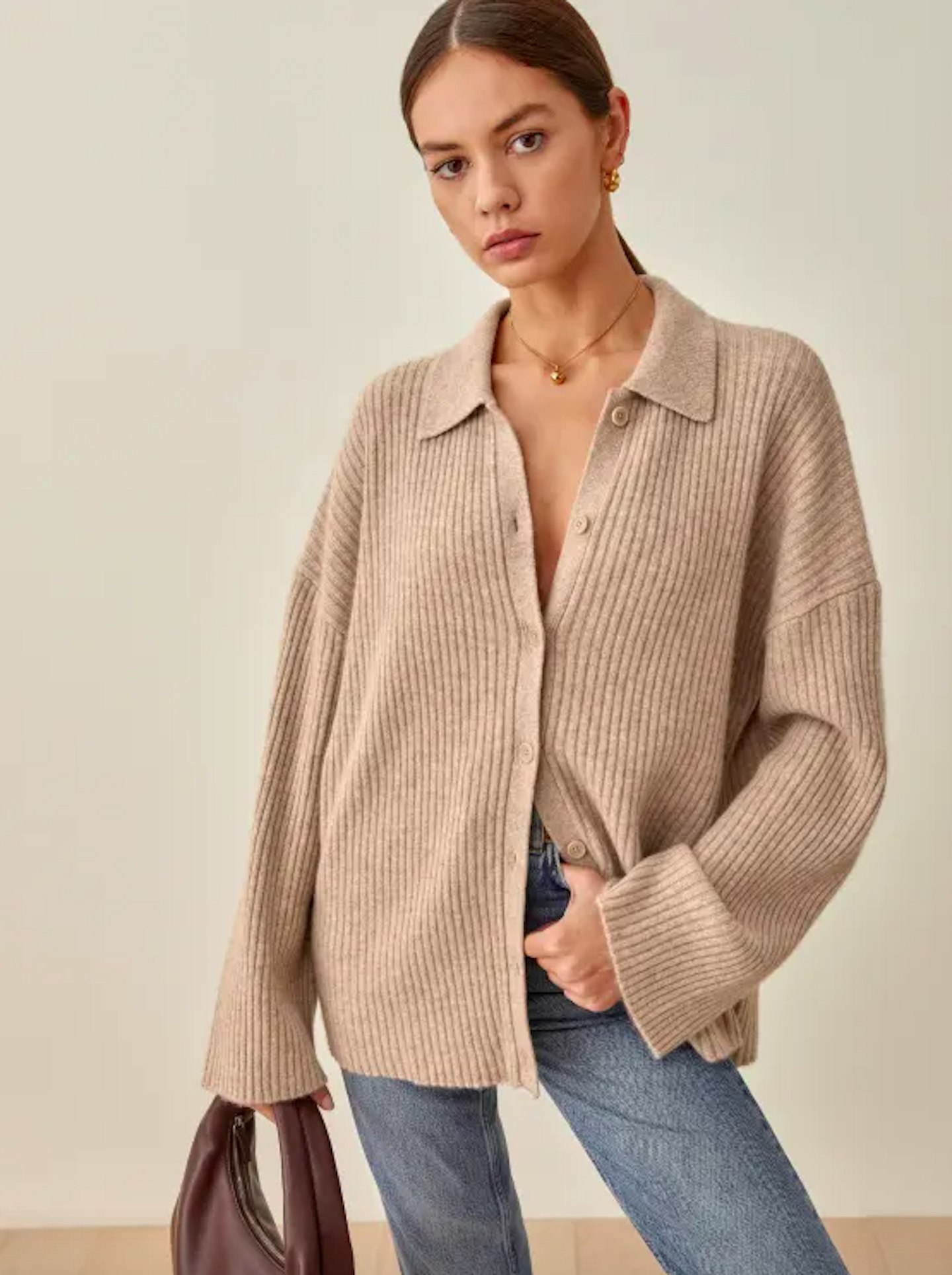 Reformation, Fantino Cashmere Collared Cardigan