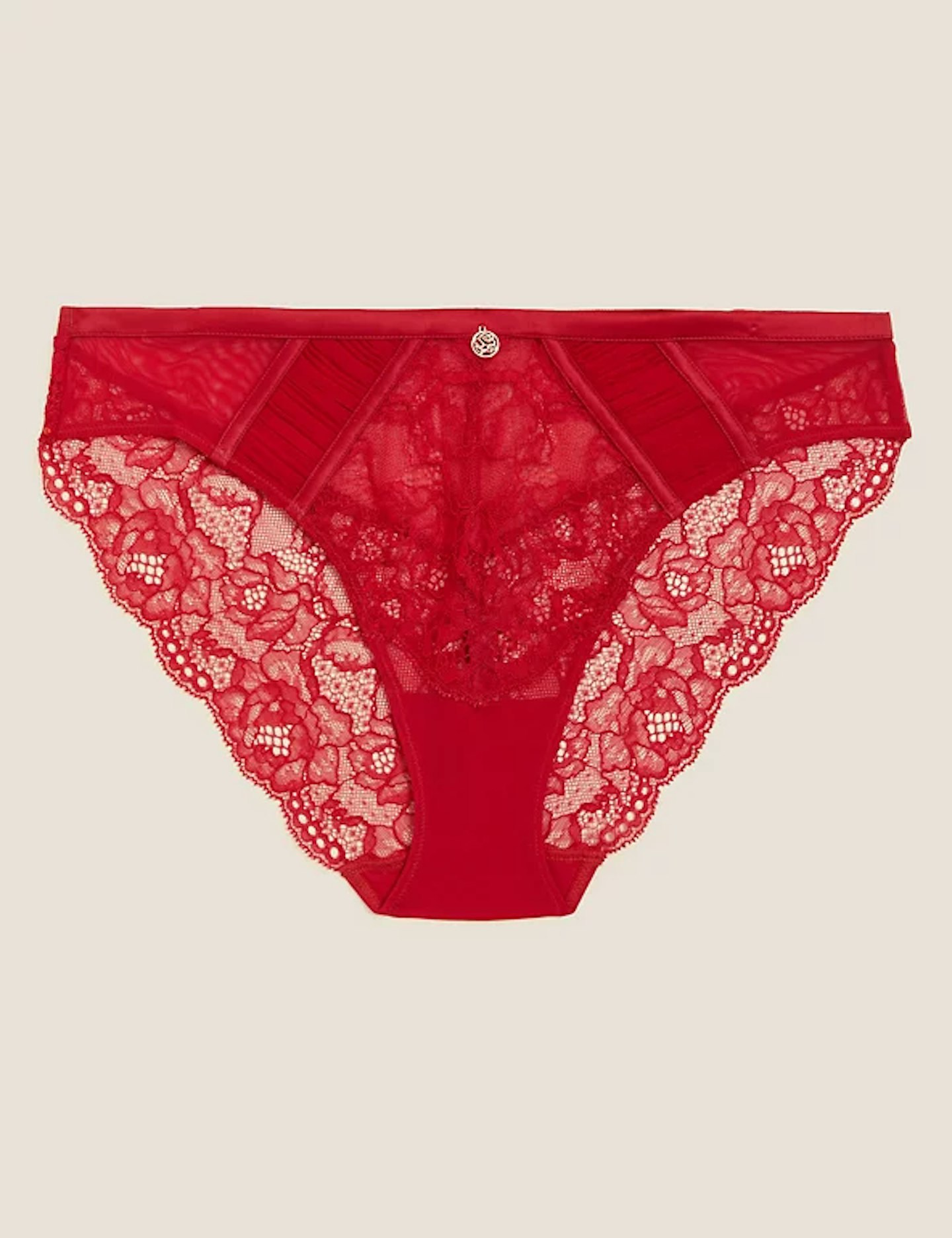 M&S ROSIE Red Silk & Lace High Leg Knicker T816380L Size UK 16 - EUR 44 -  NEW 5000006249255 on eBid United States