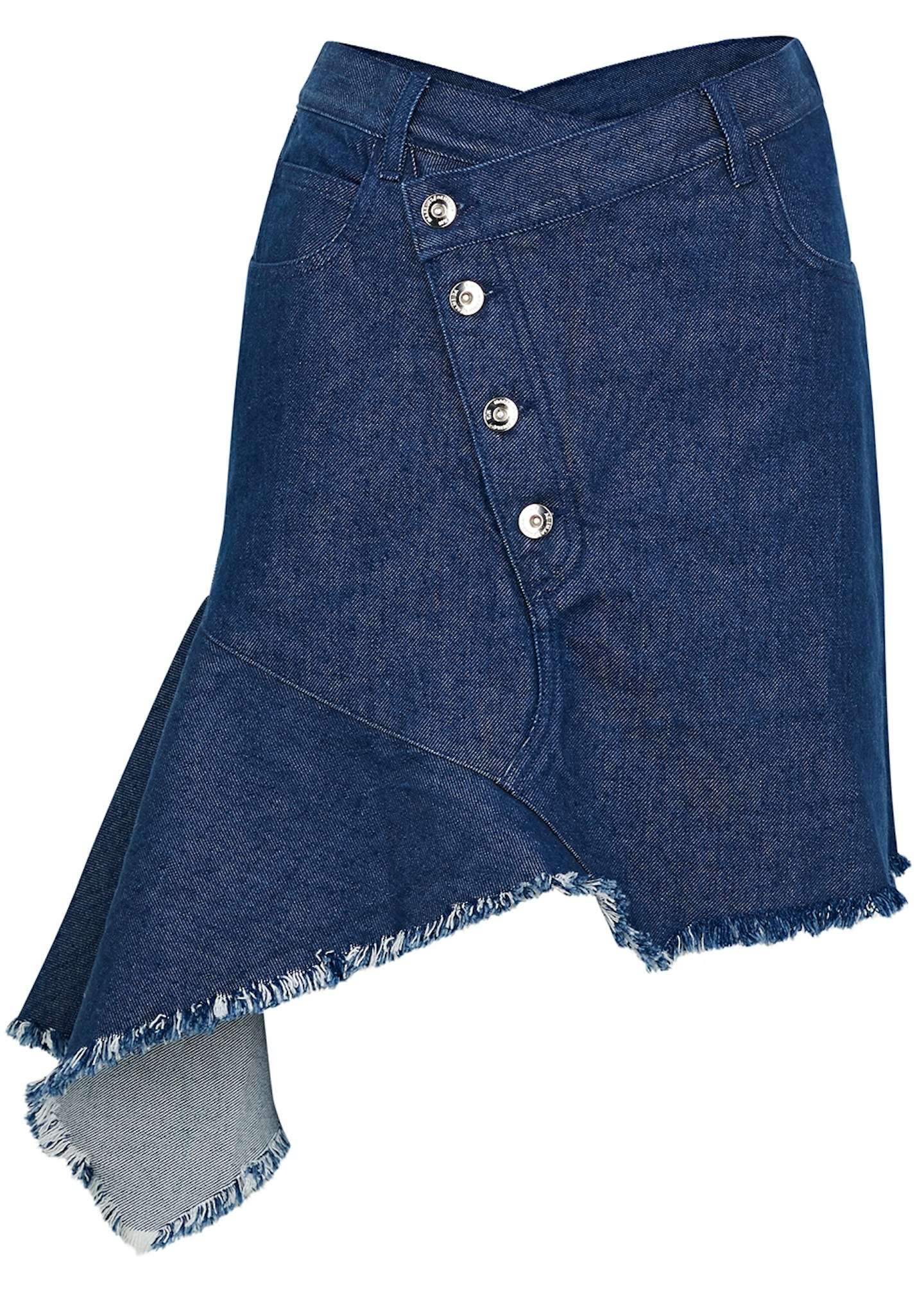 Marques' Almeida, Navy Asymmetric Denim Mini Skirt