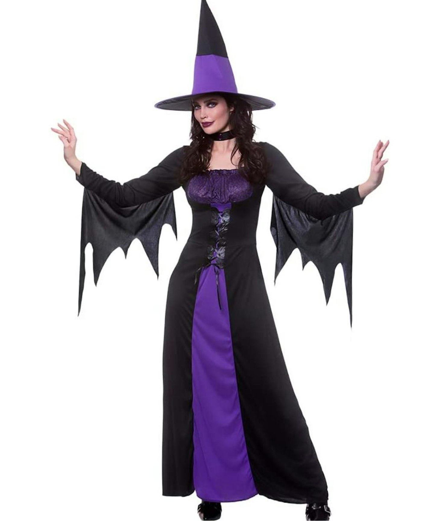  Adult Ladies Spellbound Witch Purple/Black Halloween Fancy Dress Costume