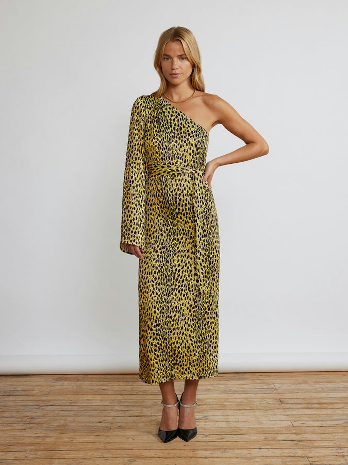 Kitri, Amber Cheetah Print One-Shoulder Dress