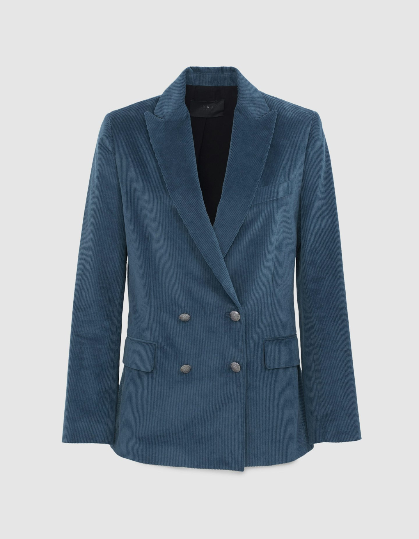 WOMEN’S SLATE BLUE DOUBLE-BREASTED CORDUROY JACKET