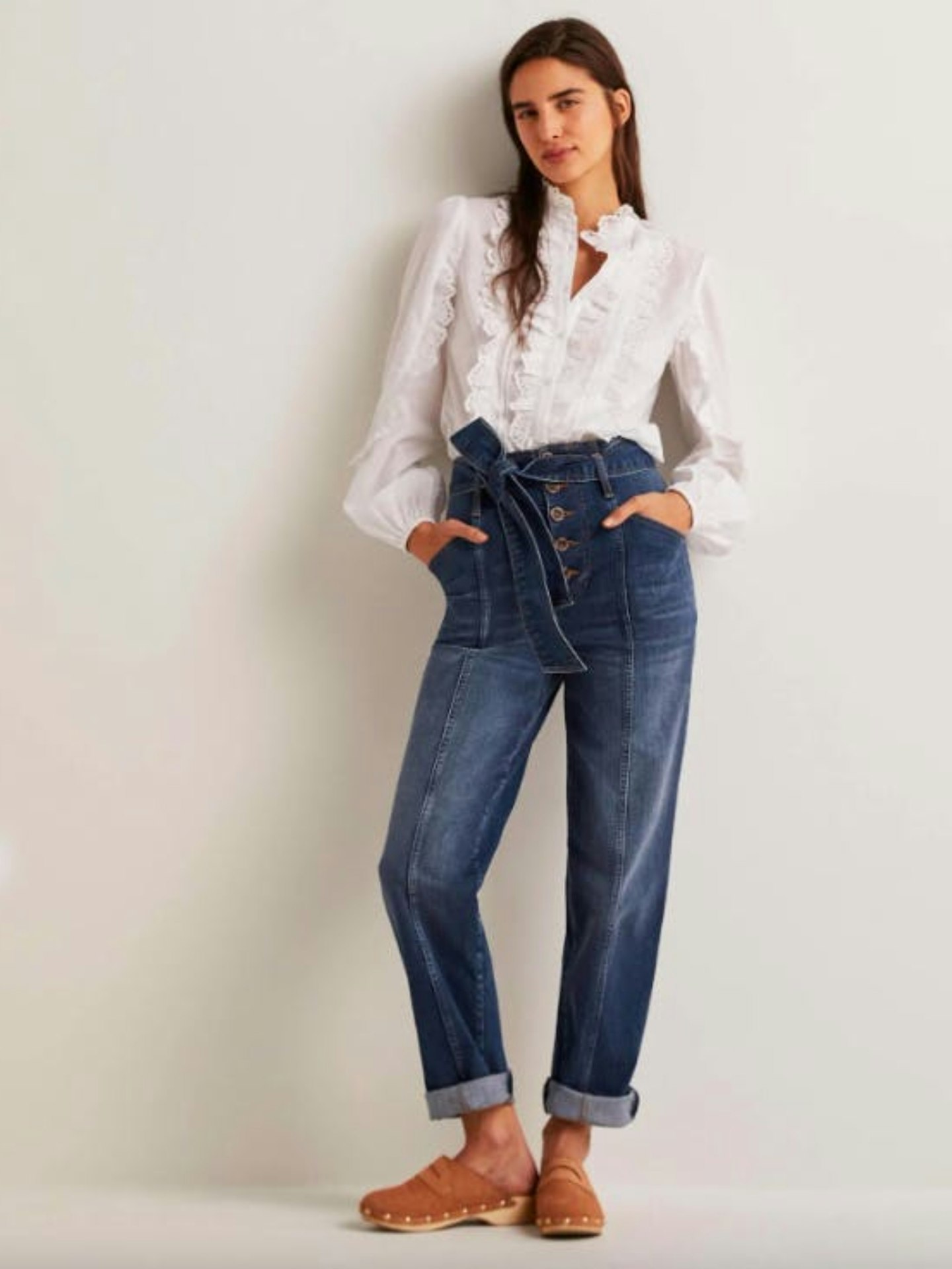 Boden, Belted High-Rise Jeans