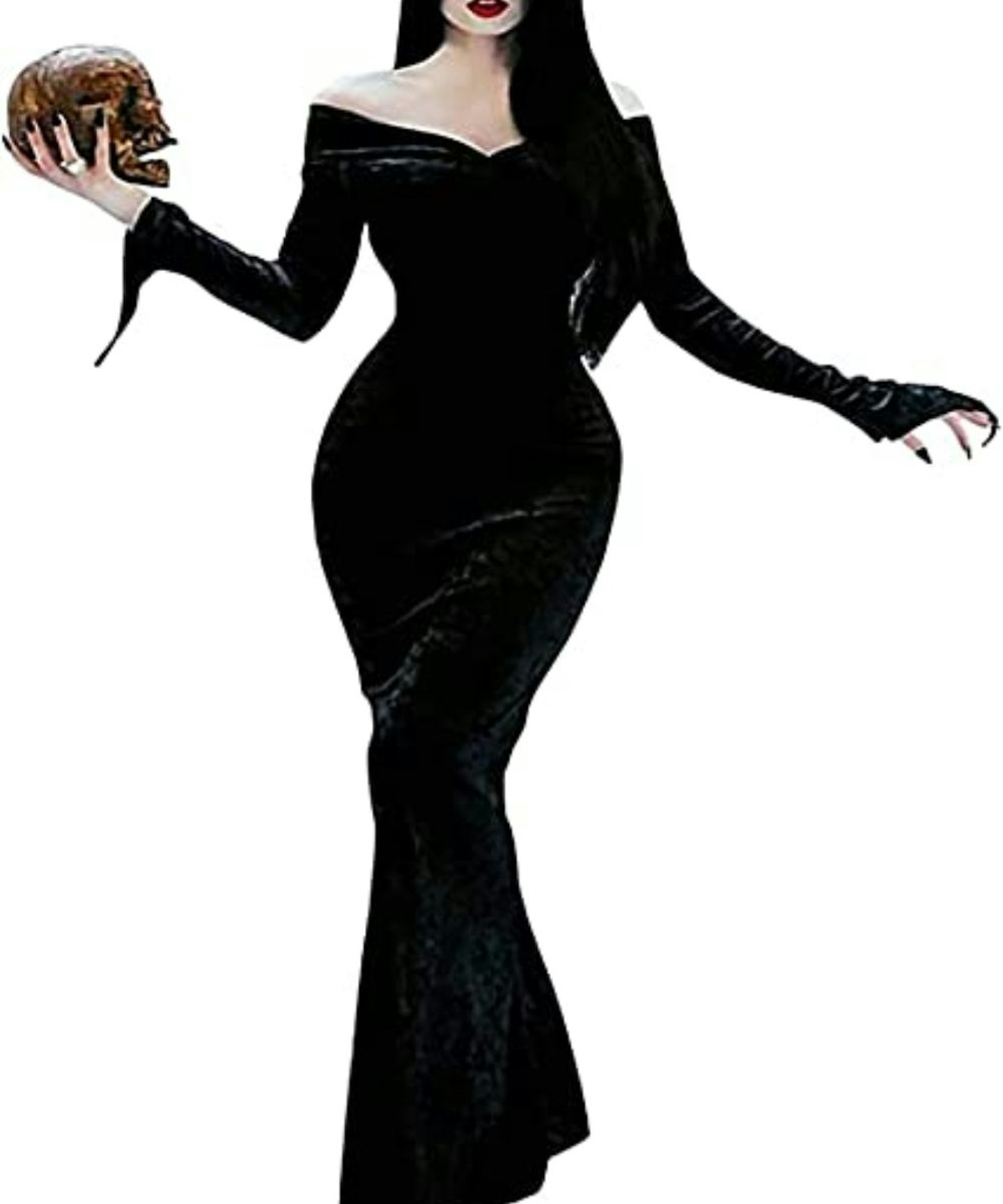 Off Shoulder Morticia Addams Family Halloween Costume
