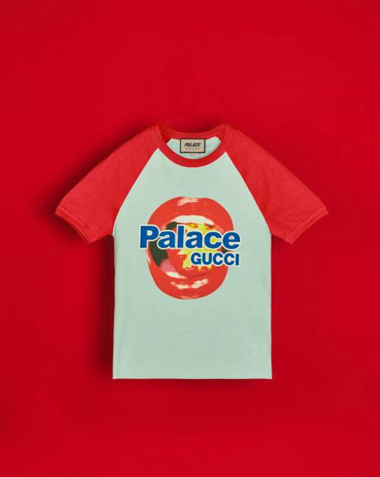 Palace x Gucci Strawberry Print Technical Jersey Football T-Shirt Red