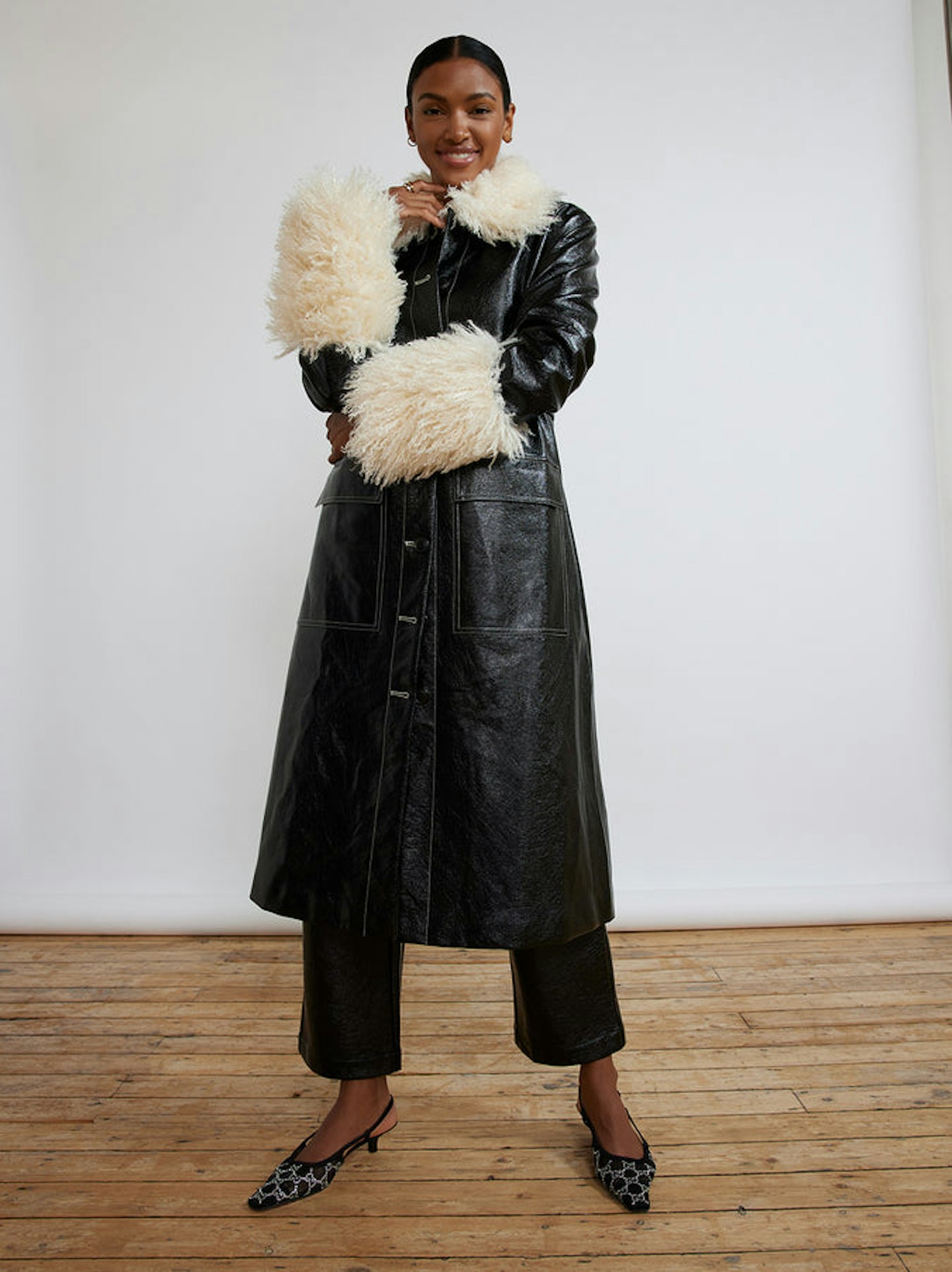 Kitri, Simone Black Vinyl Coat