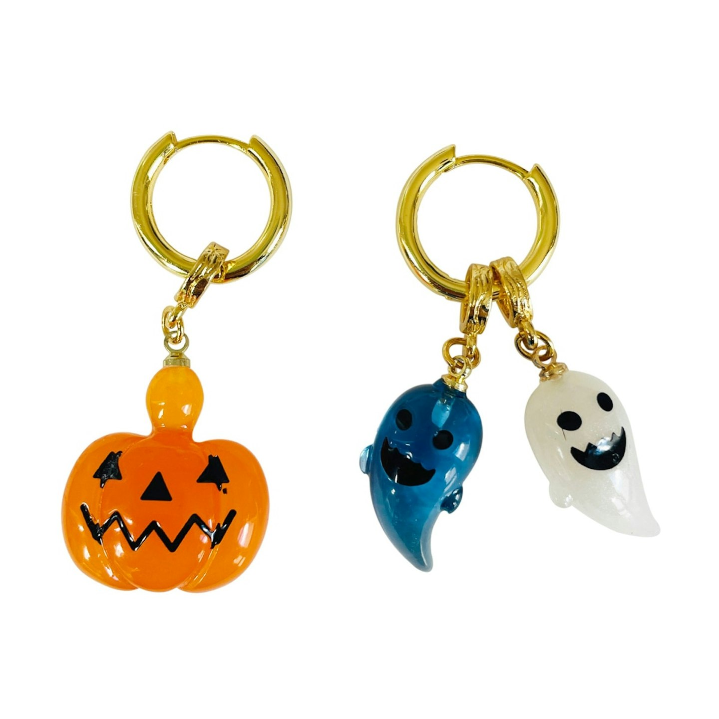 Wolf & Badger, Spooky Halloween Pumpkin Hoop Earrings 