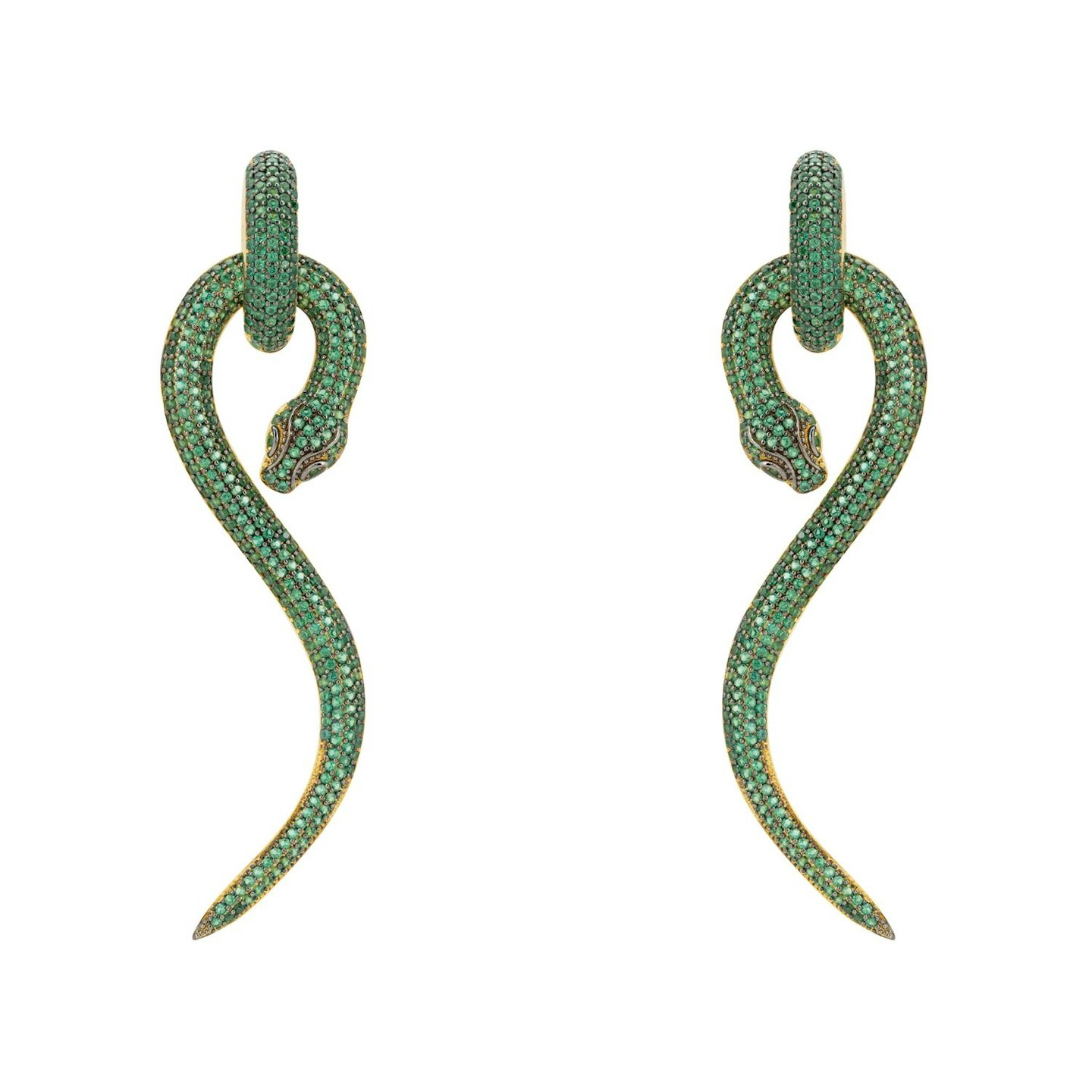 ASP, Emerald Cubic Zirconia Snake Earrings 