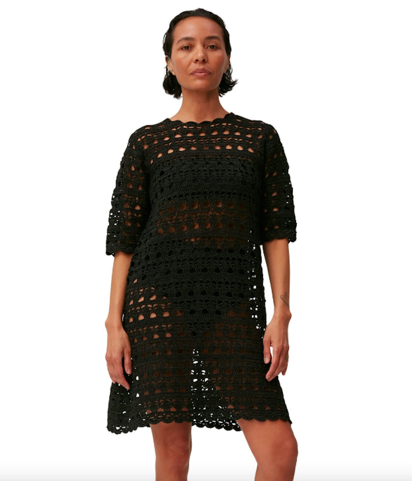 Ganni, Crochet Open-Back Mini Dress