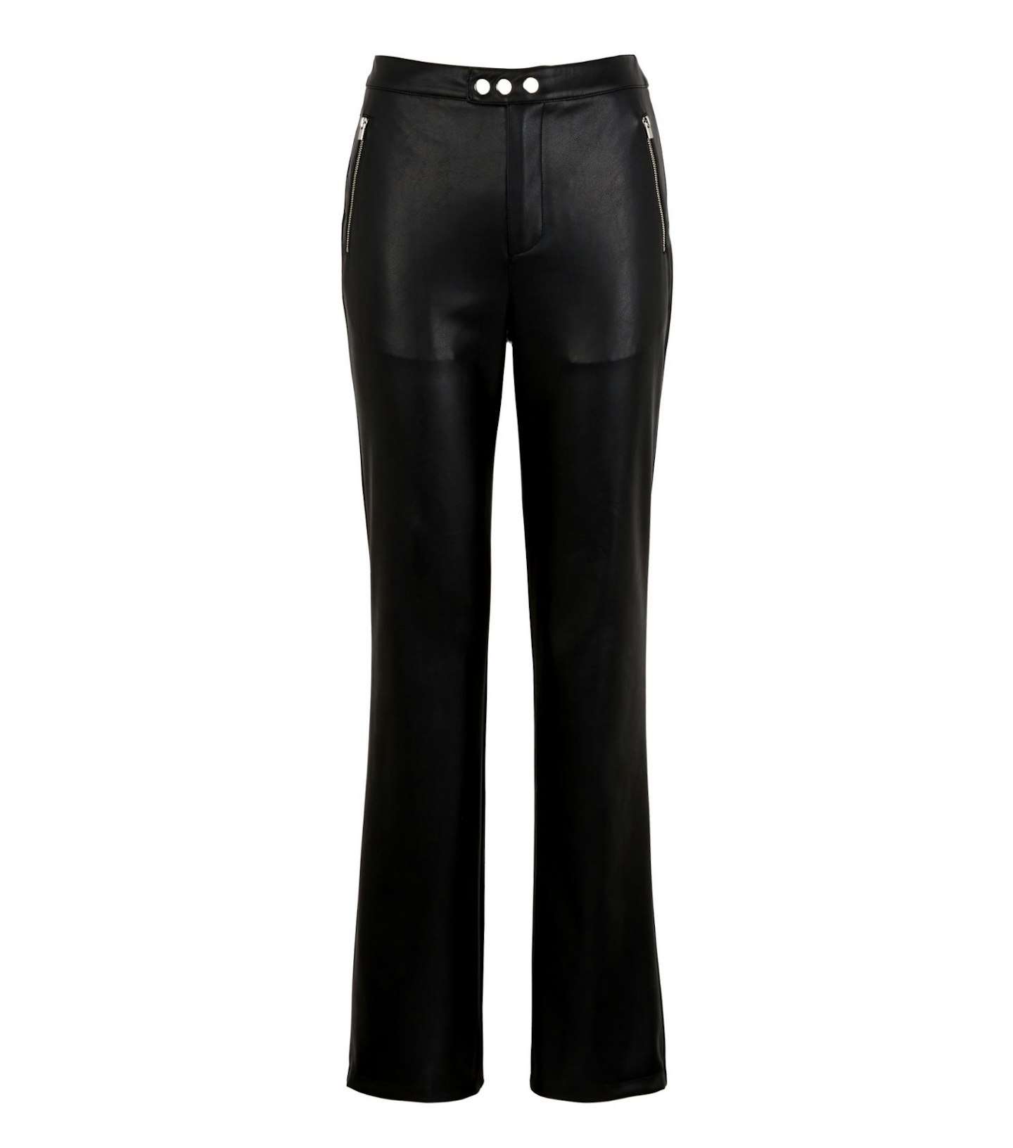 Millie Mackintosh X Very Faux Leather Split Hem Flare Trousers - Black