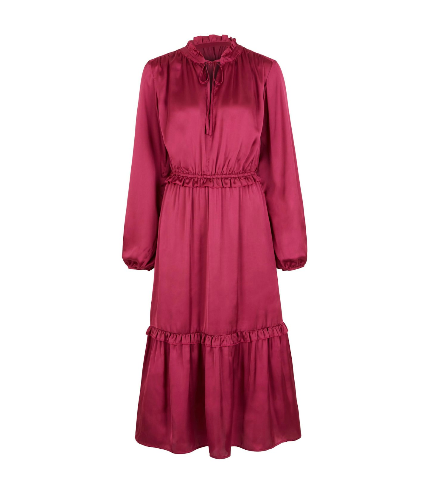 Millie Mackintosh X Very Frill Detail Satin Midi Dress - Hot Pink