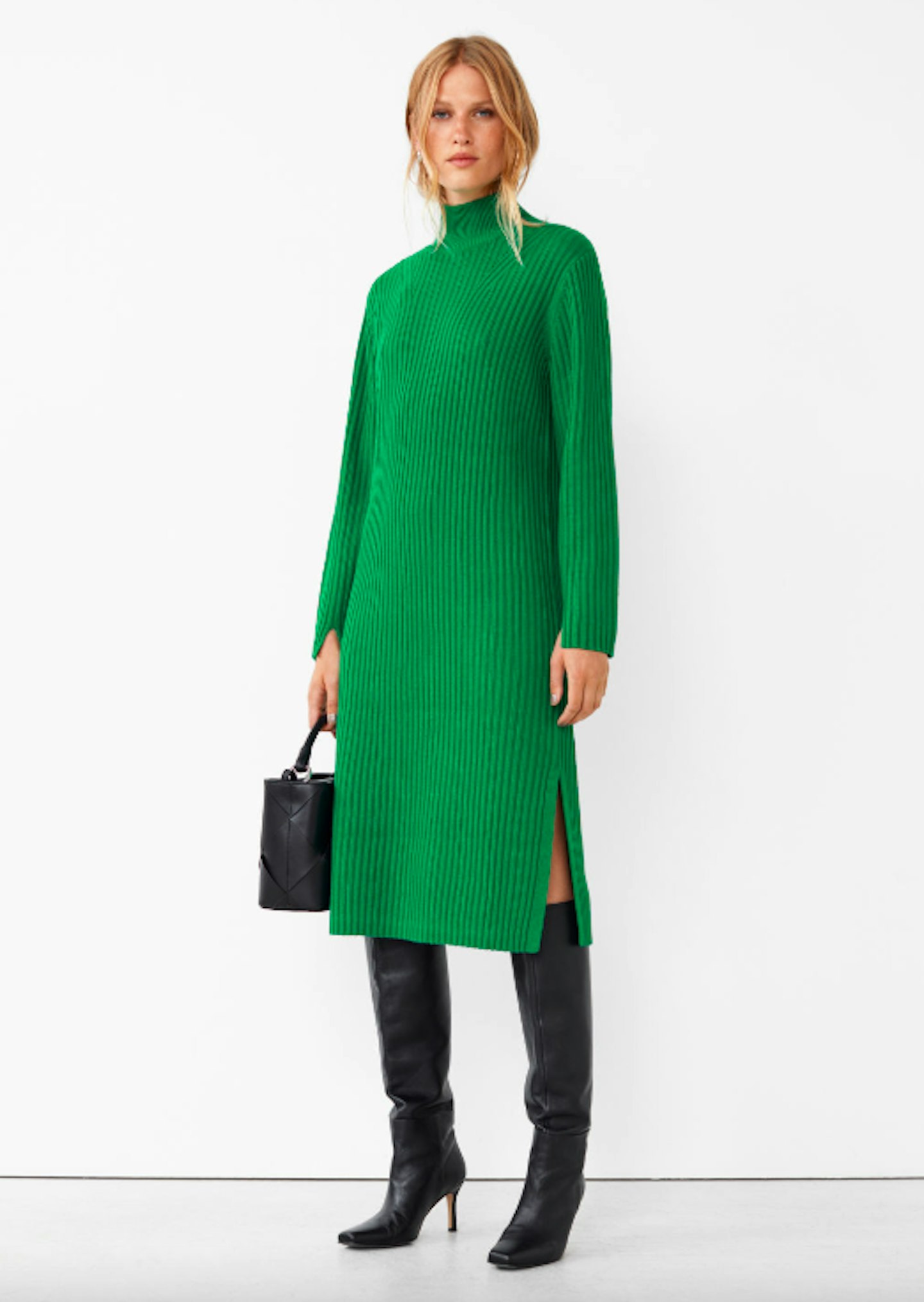 & Other Stories, Turtleneck Knit Midi Dress