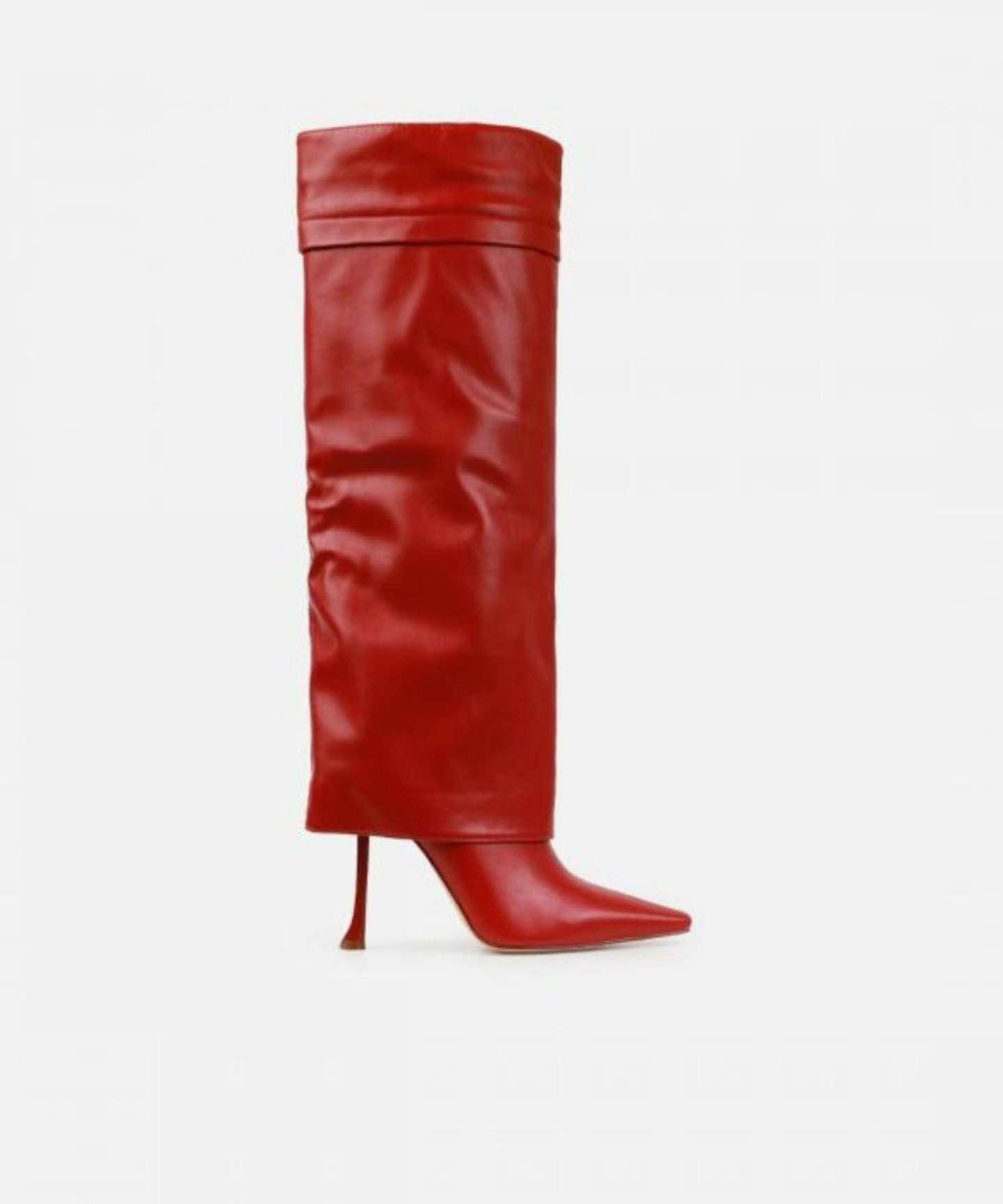 Simmi London, Tasha Ghouri Archer Red Fold Over Knee High Boots