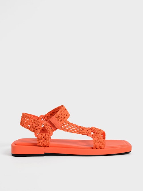 Charles & Keith, Vina Knitted Square-Toe Sandals