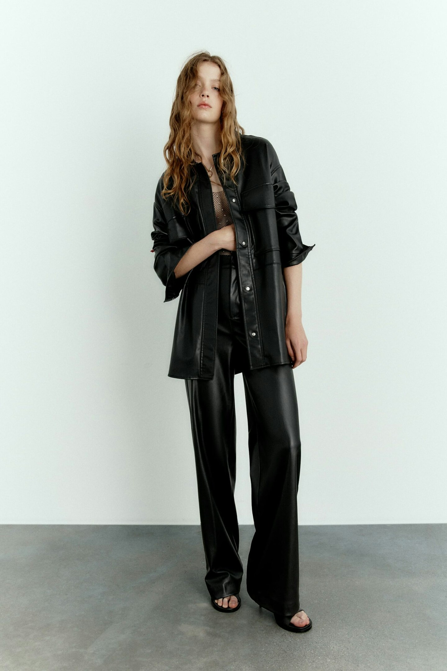Zara, Faux Leather Overshirt