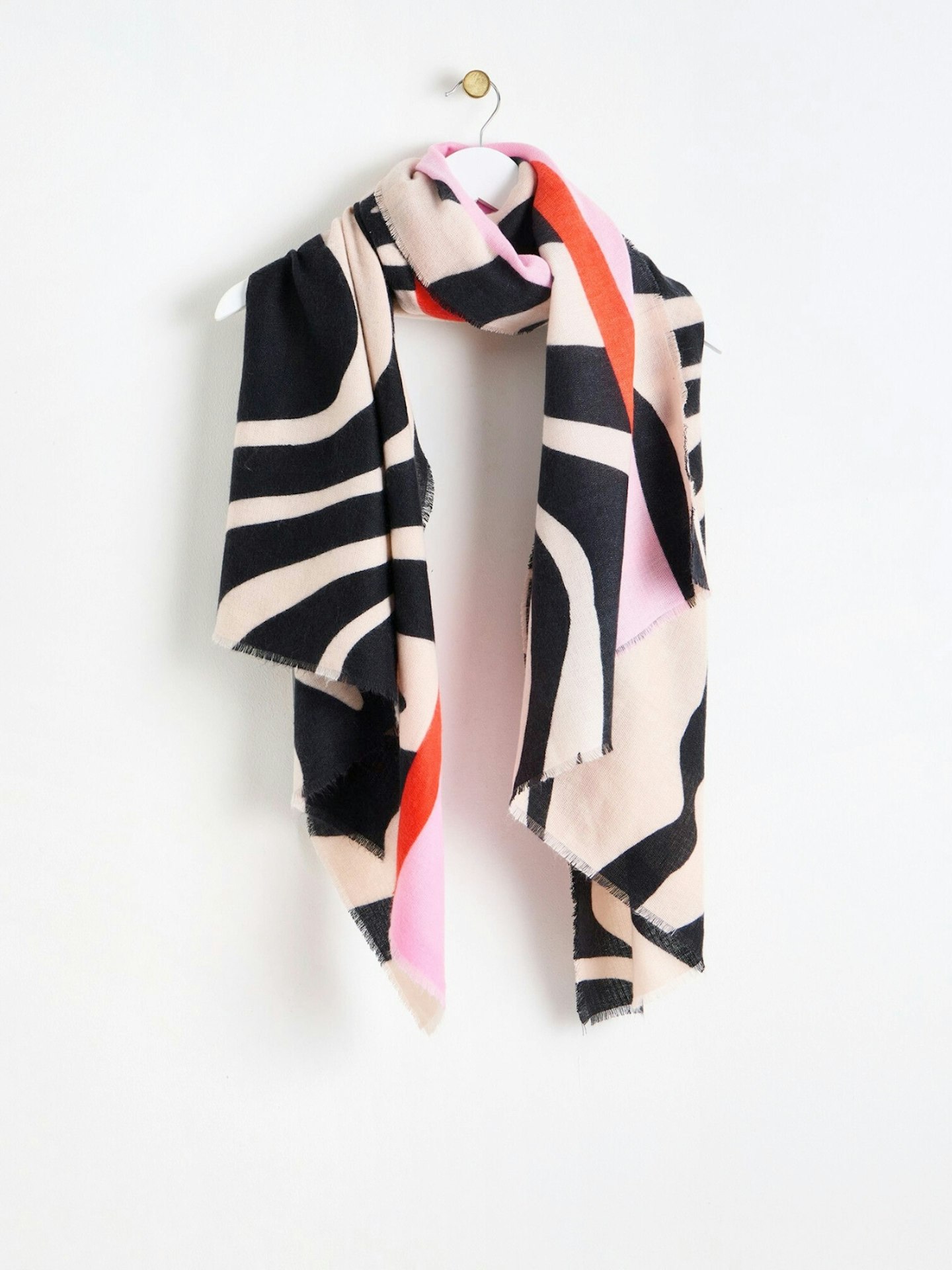 Oliver Bonas, Monochrome Wave Colour Pop Midweight Striped Scarf