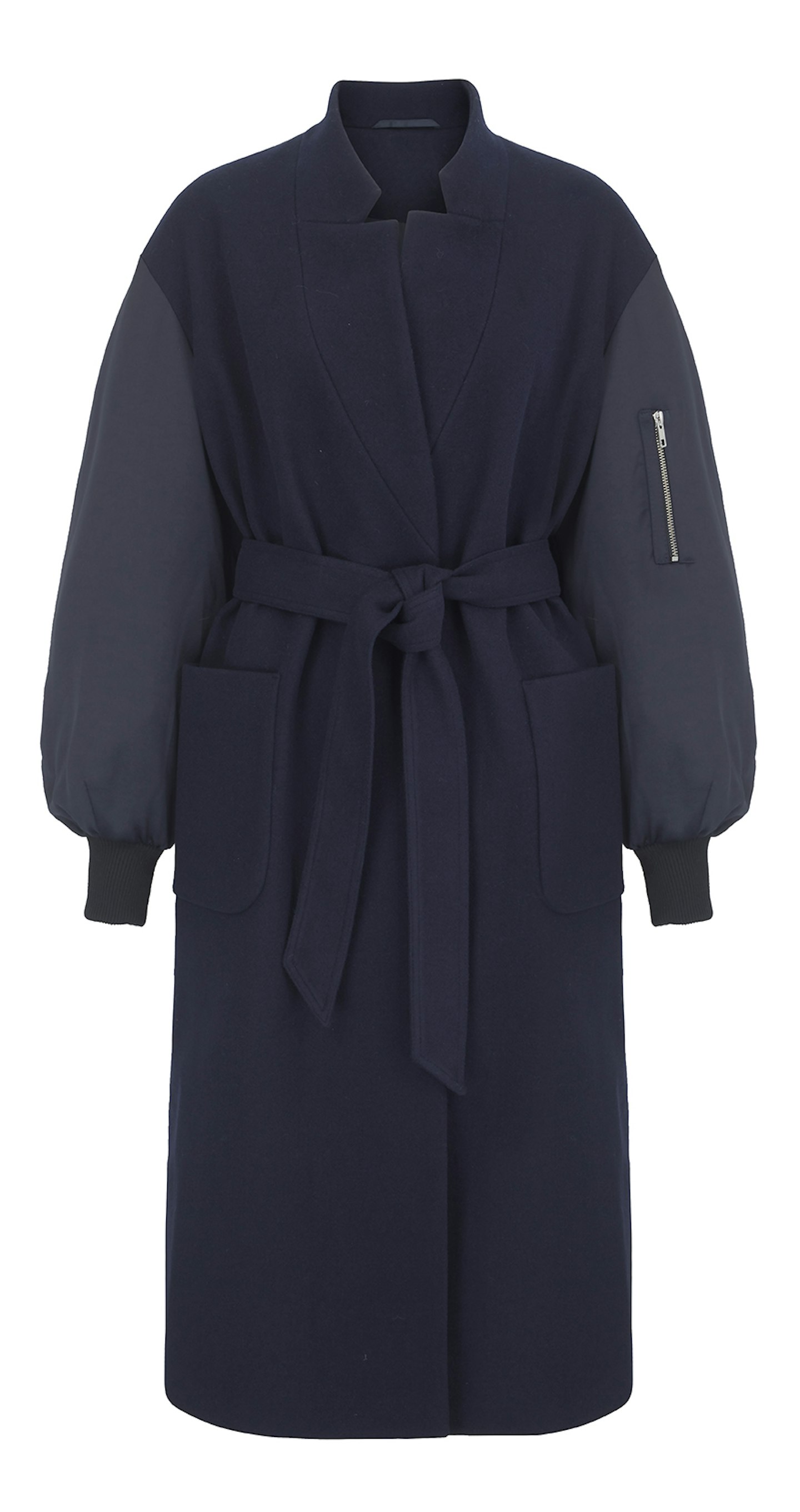 Navy Blue Bomber Sleeve Coat