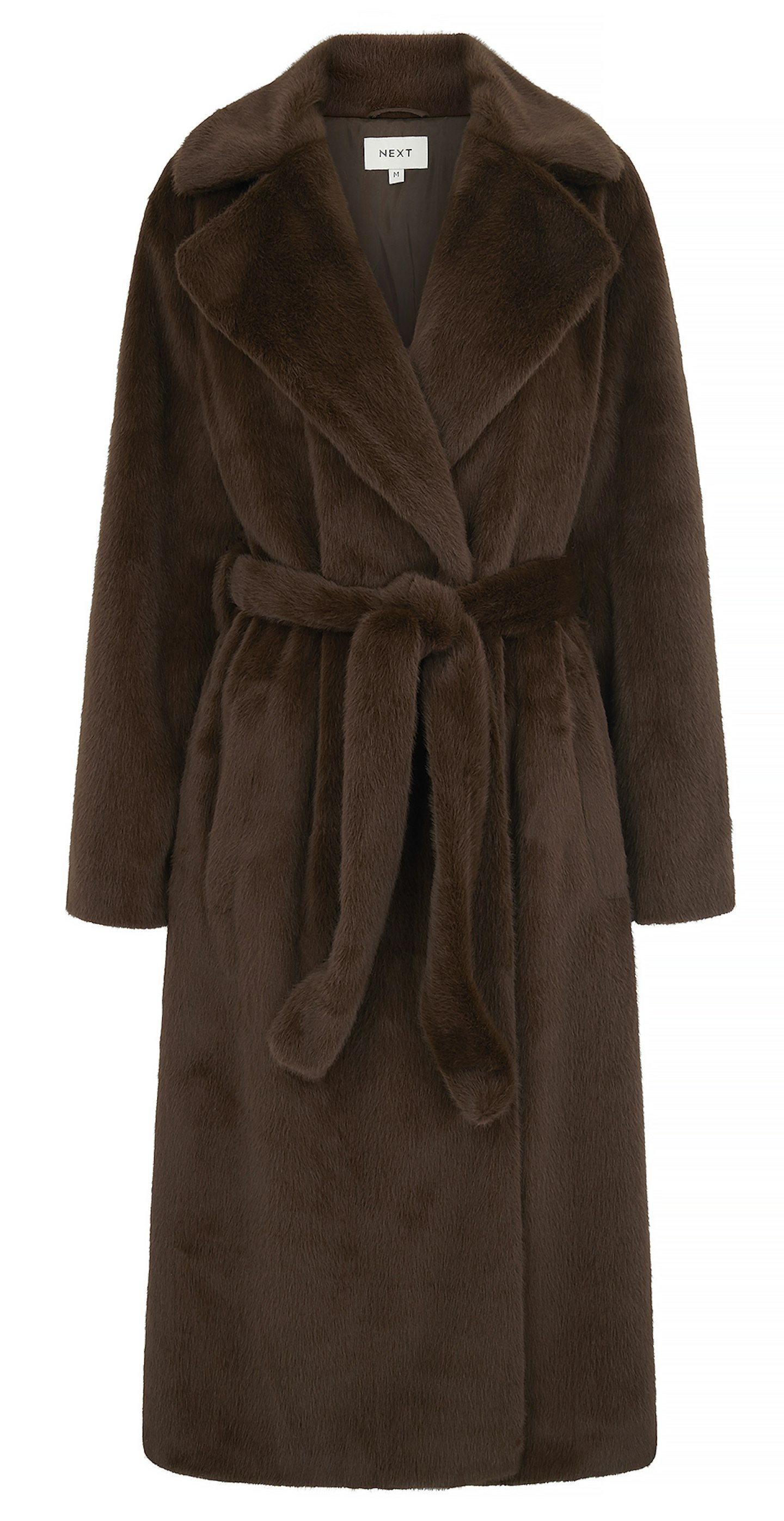 Chocolate Brown Faux Fur Belted Coat