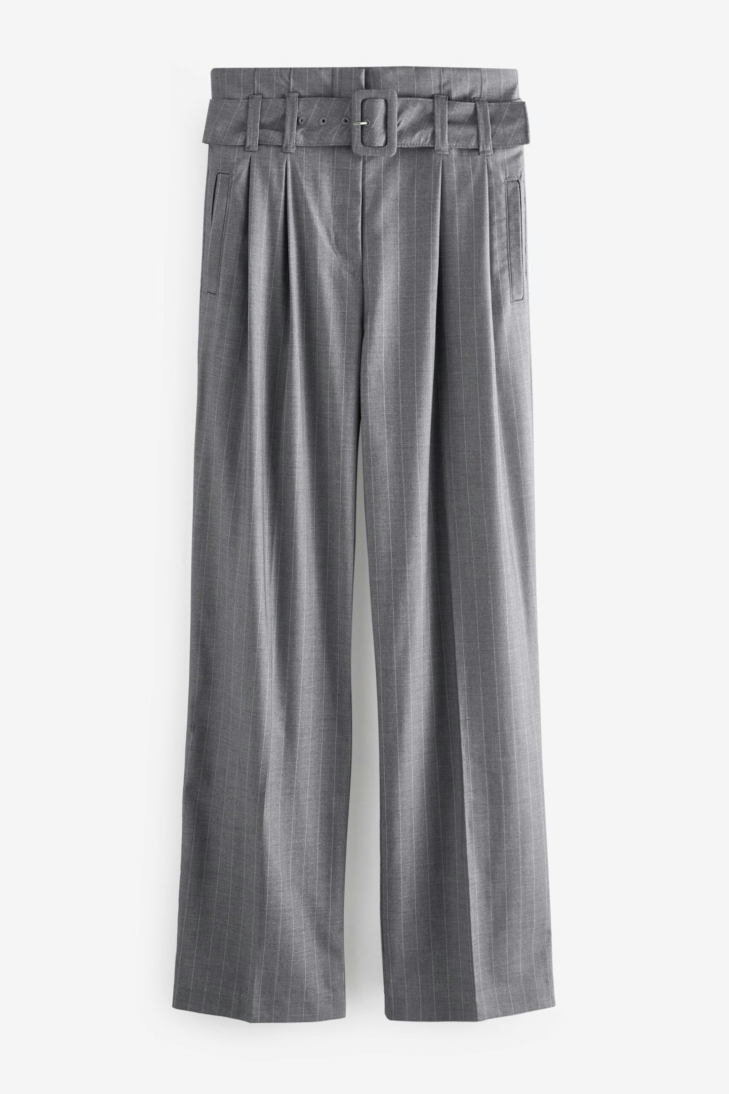 Belted Wide Leg Tailored Trousers