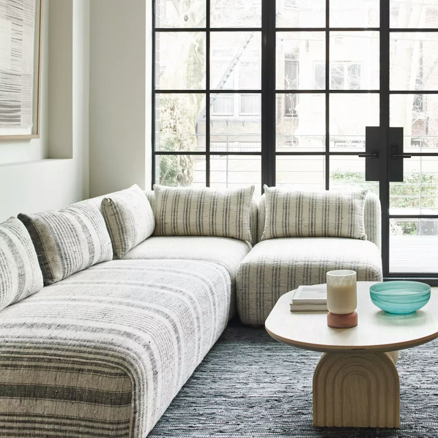 Anthropologie Boro Stripe Kori Modular Armless Sofa