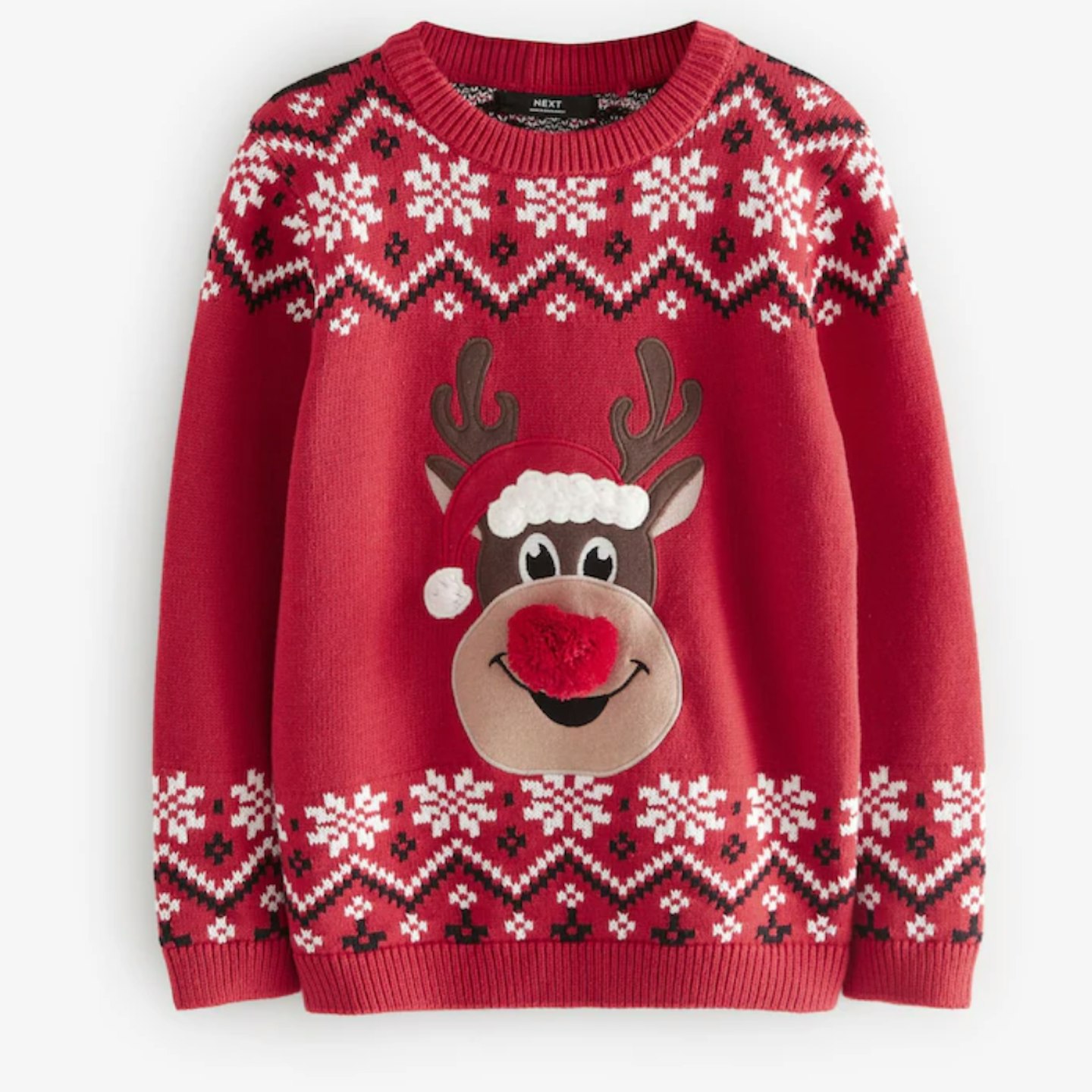 red boys reindeer christmas jumper