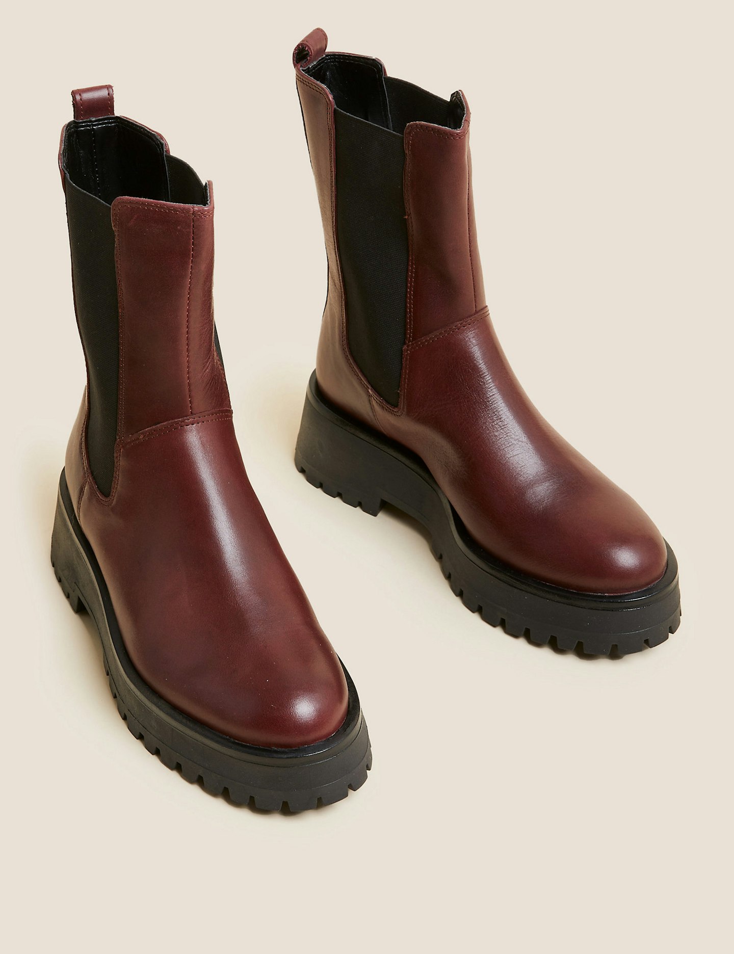 Marks & Spencer, Leather Chelsea Flatform Ankle Boots