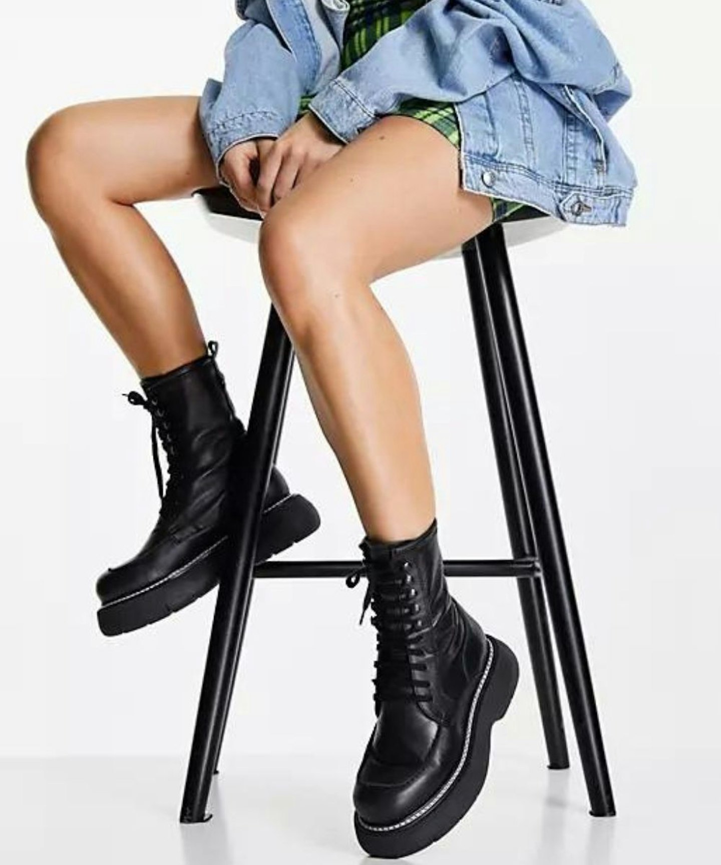 Topshop Apis Leather Chunky Lace Up Boots