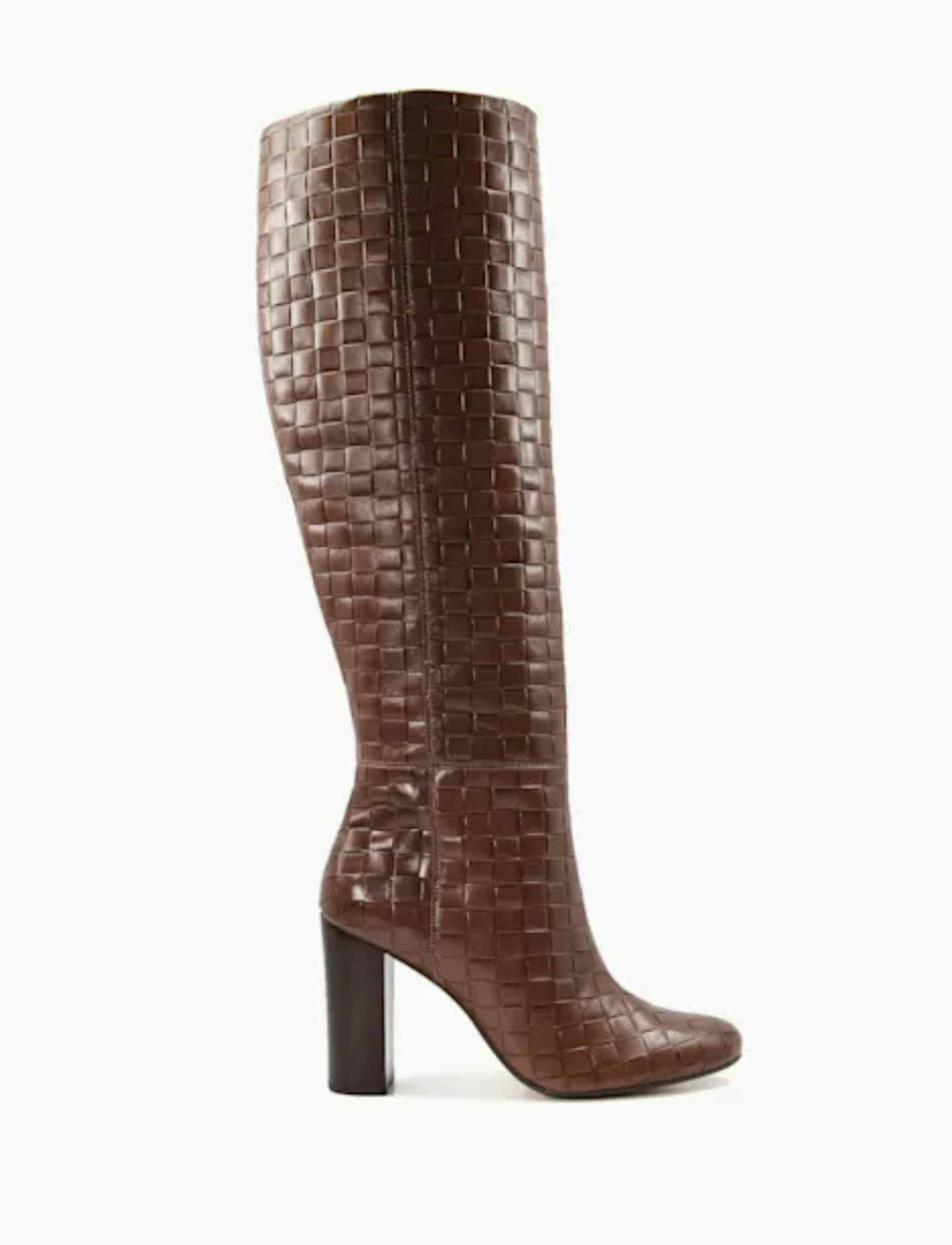 Dune, Woven-Leather Knee-High Boots