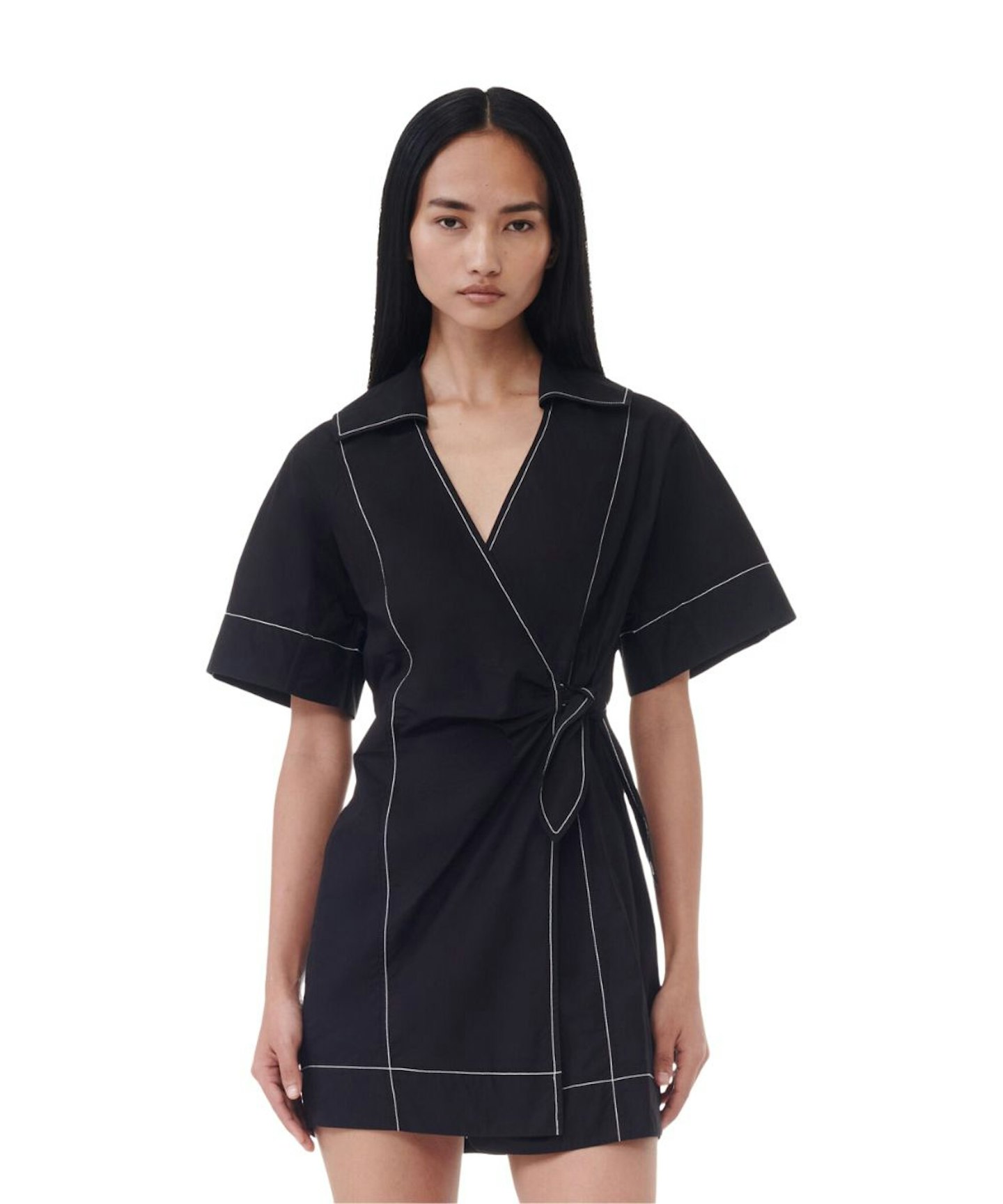 Ganni Cotton Poplin Wrap Dress