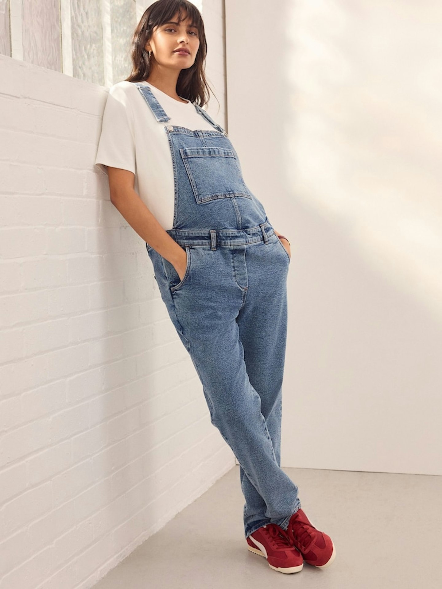 Next, maternity denim dungarees