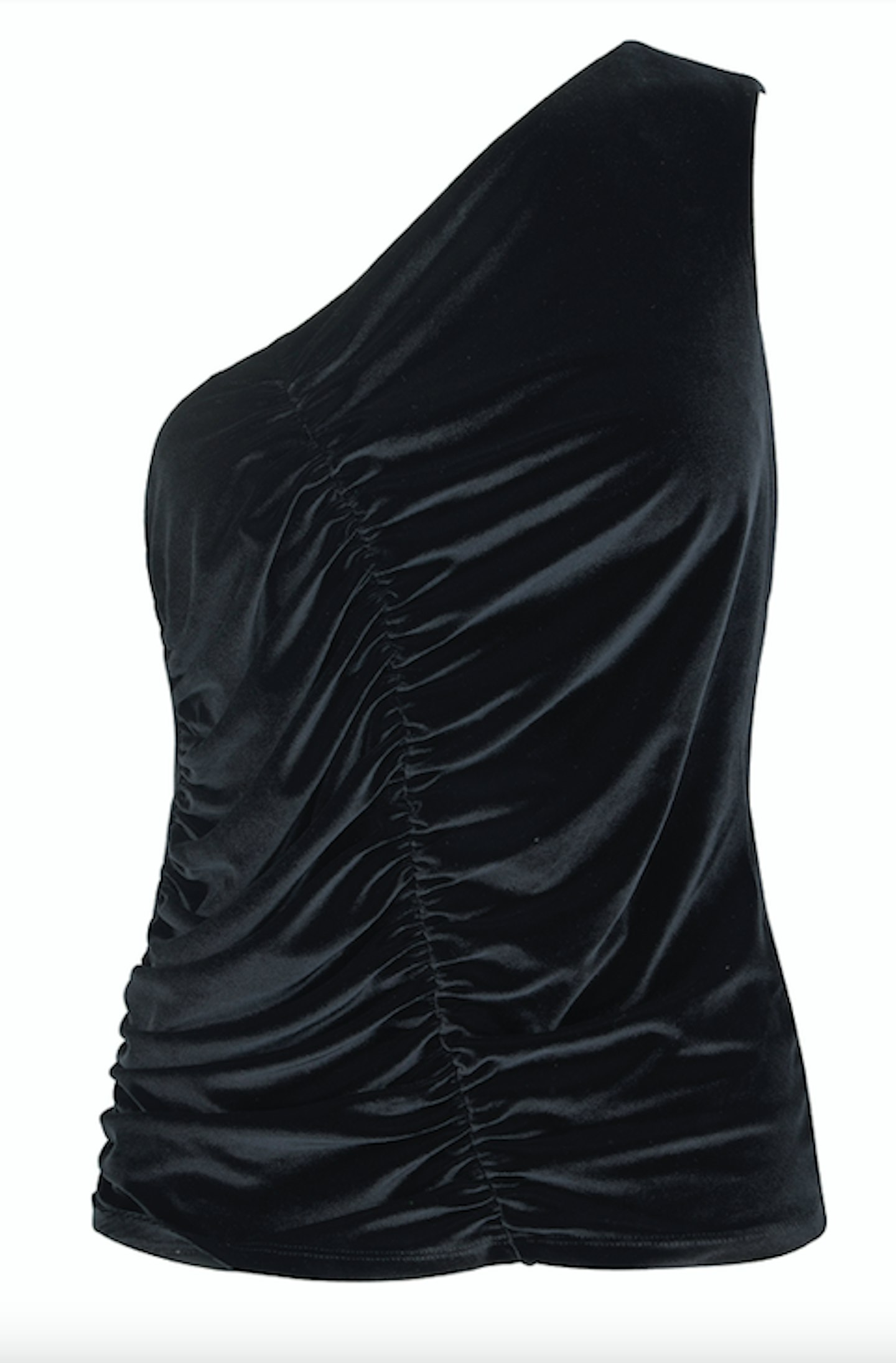 Black Velvet Co-Ord One Shoulder Ruched Top