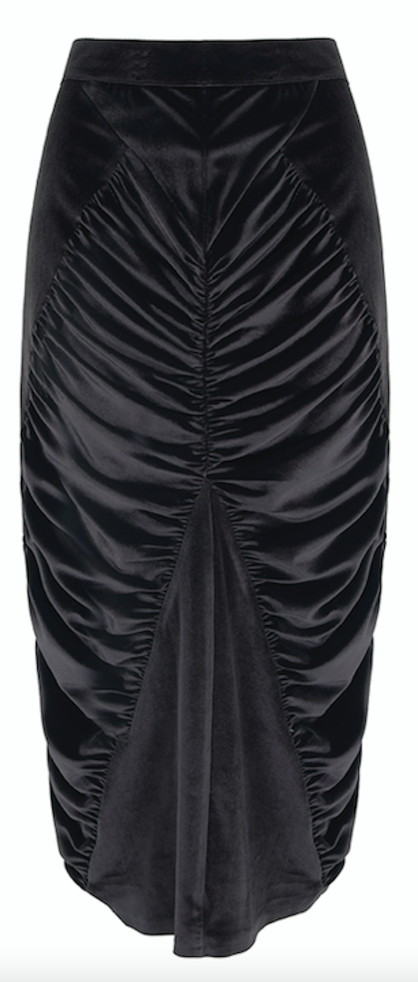 Black Velvet Co-Ord Ruched Midi Skirt