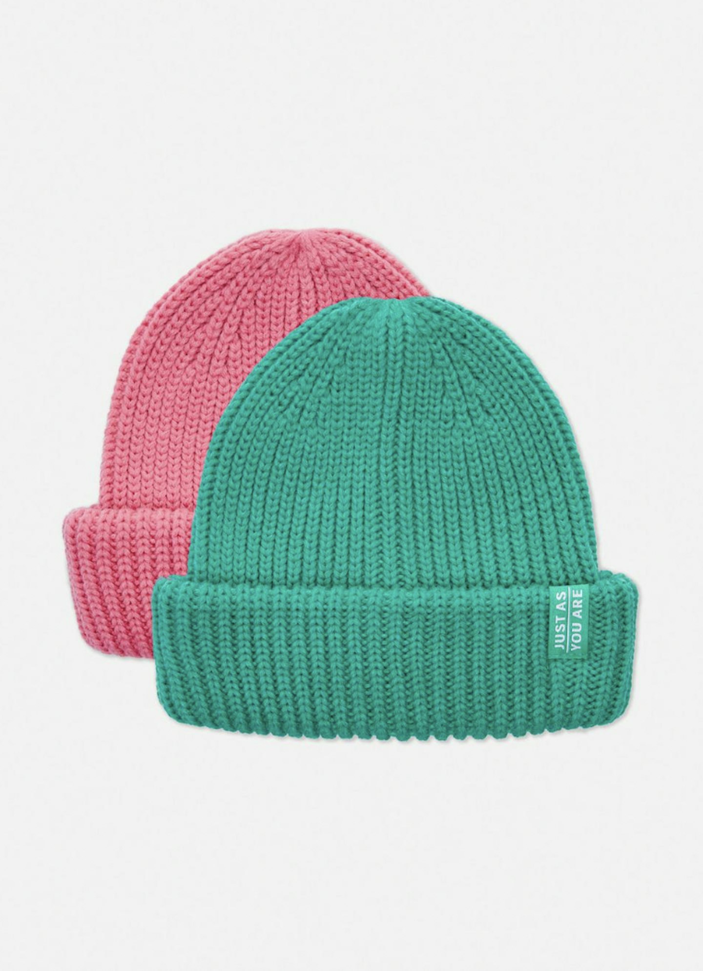 2pk Knitted Ribbed Beanies