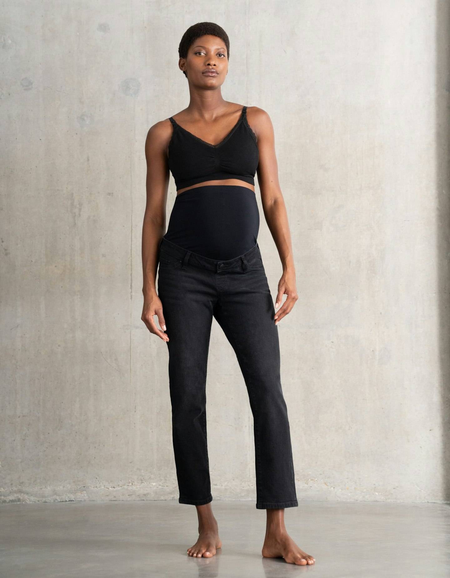 Seraphine, Luca Slim Over Bump Black Maternity Jeans