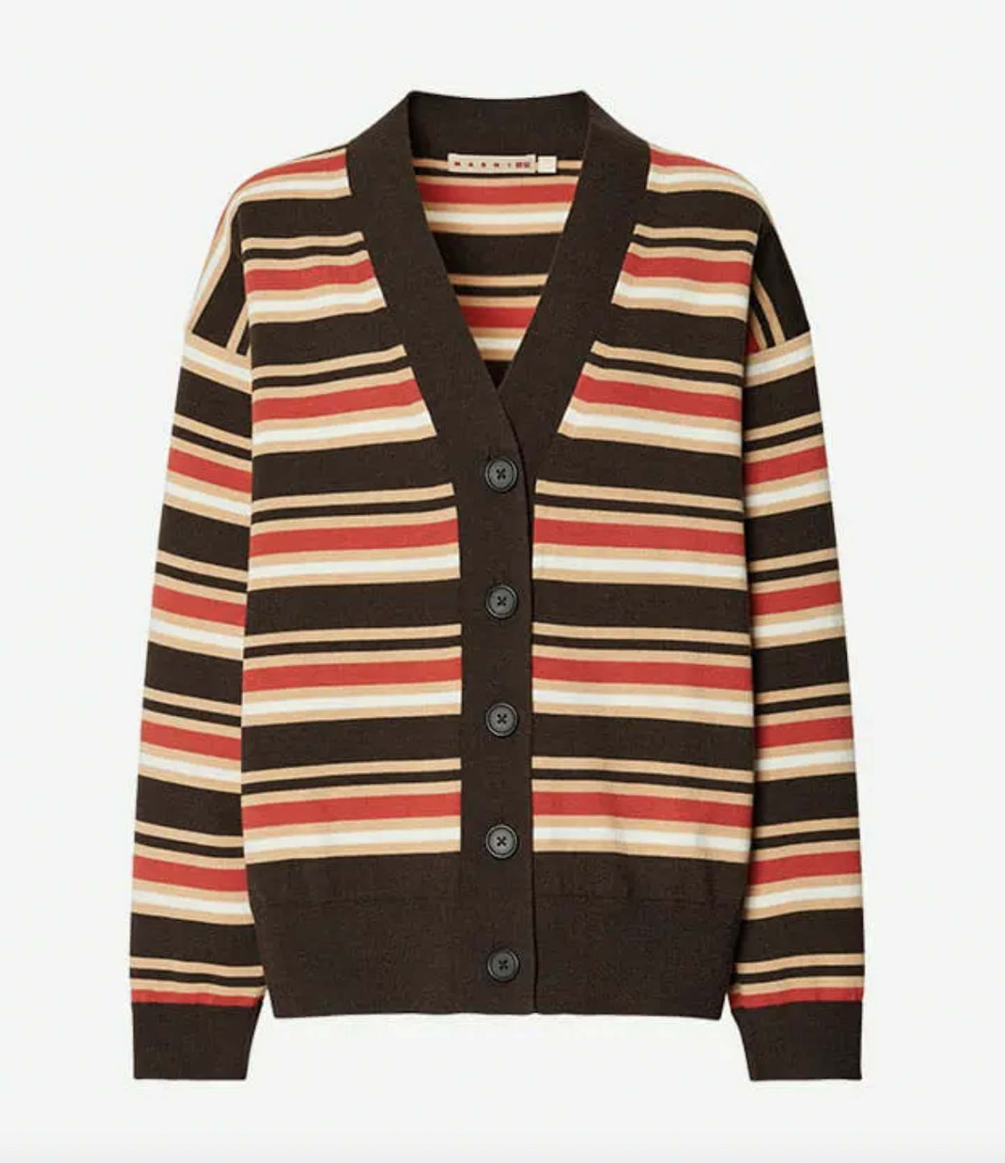 Merino-Blend Striped Oversized Cardigan