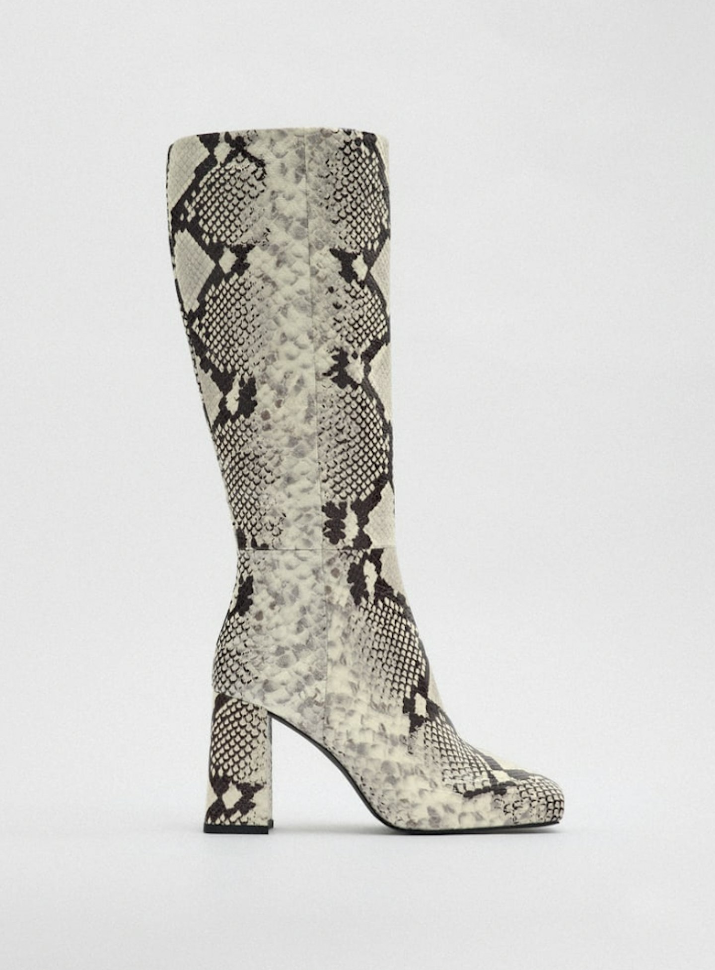 Zara, Leather High-Heel Boots With Inner Platform