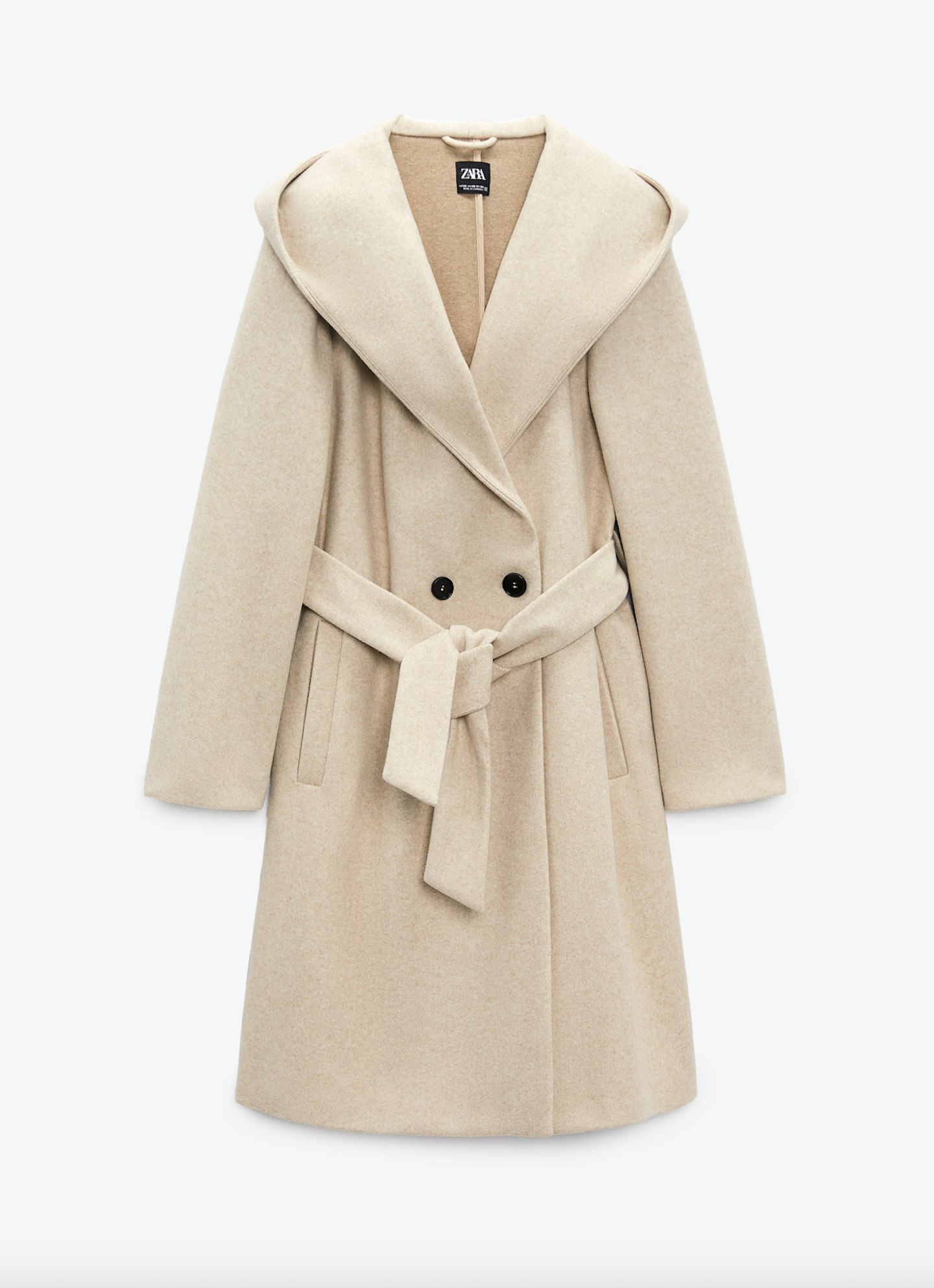 Zara, Soft Coat With Hood And Belt