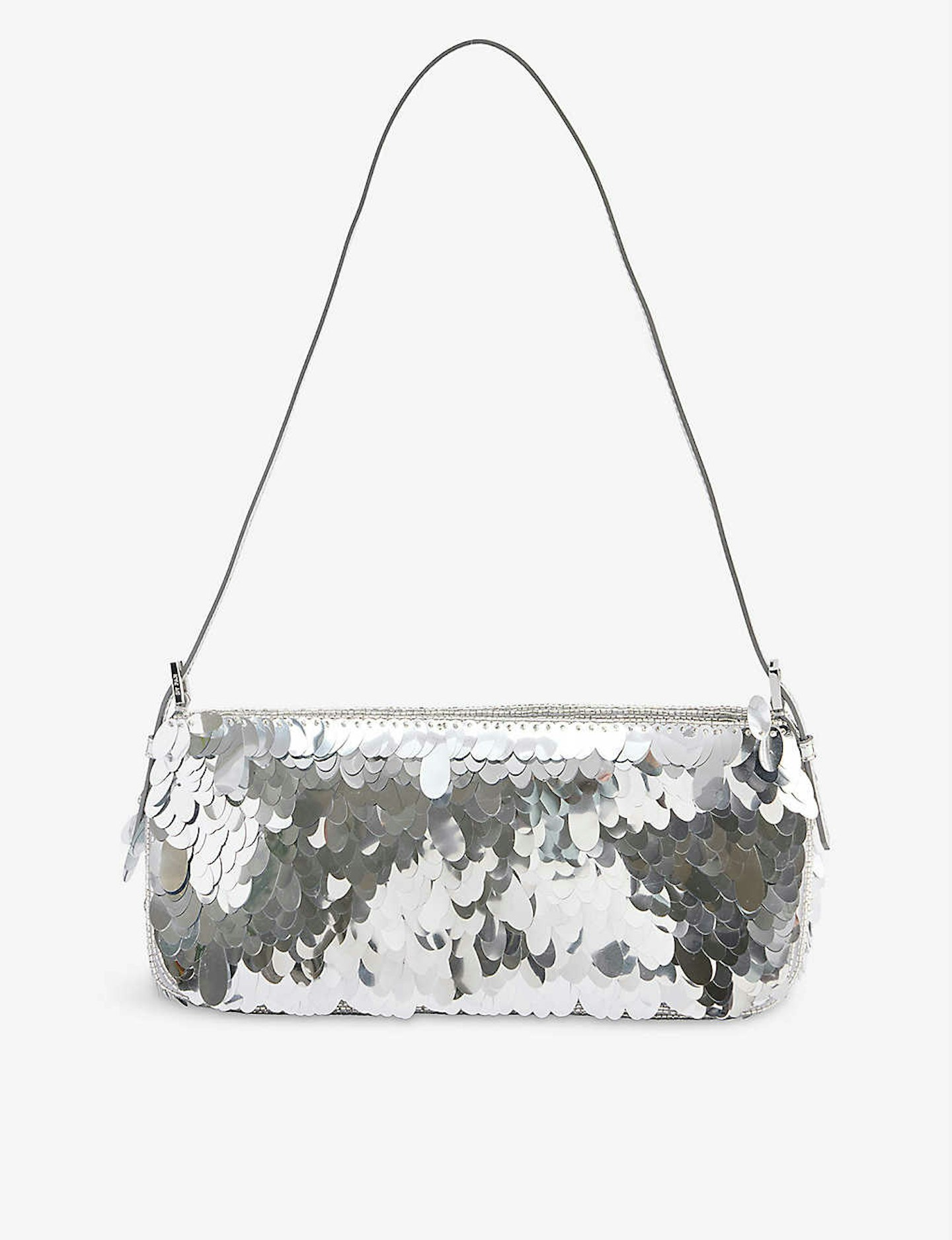 new years eve outfits By Far, Sequin-Embellished Woven Shoulder Bag