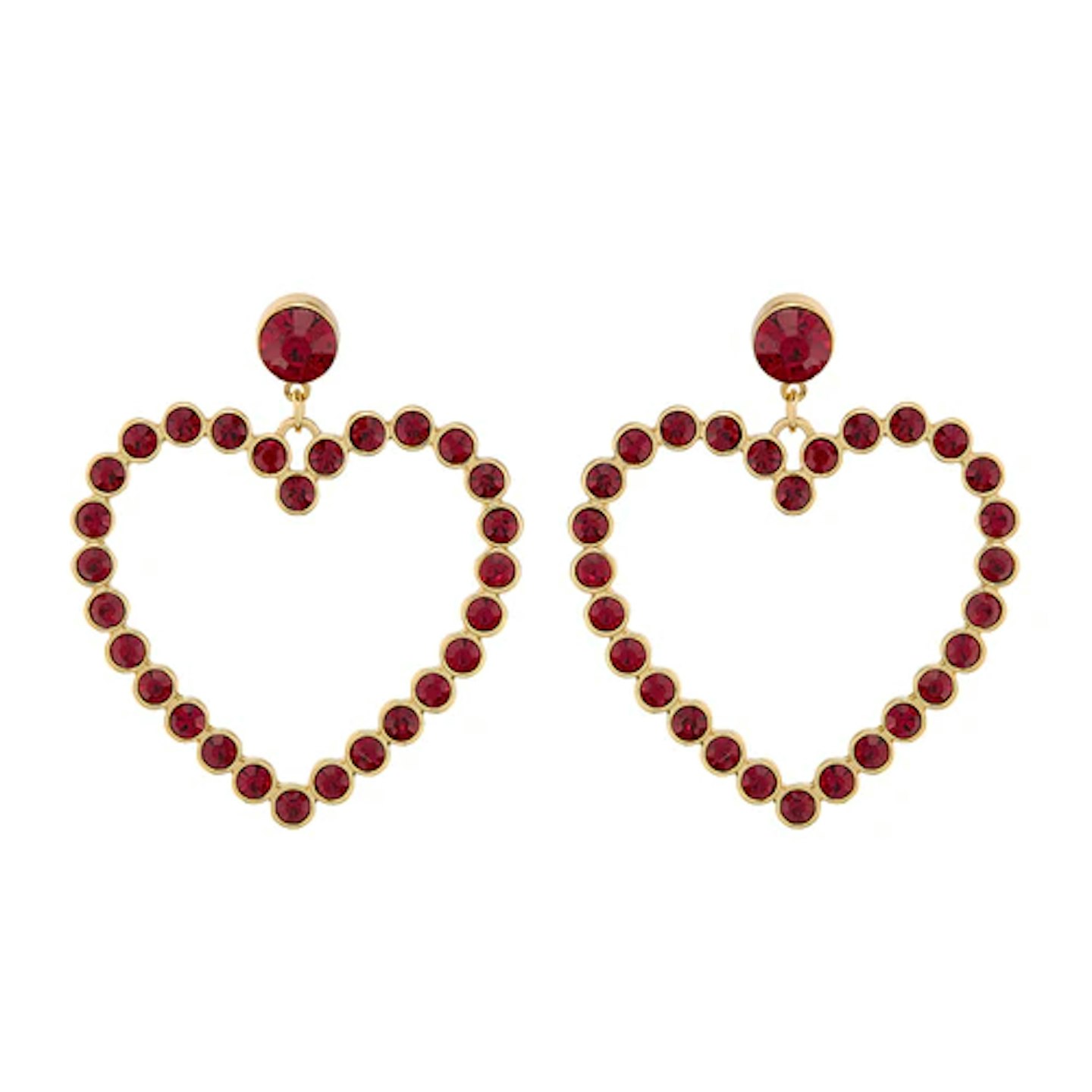 Red Crystal Heart Earrings