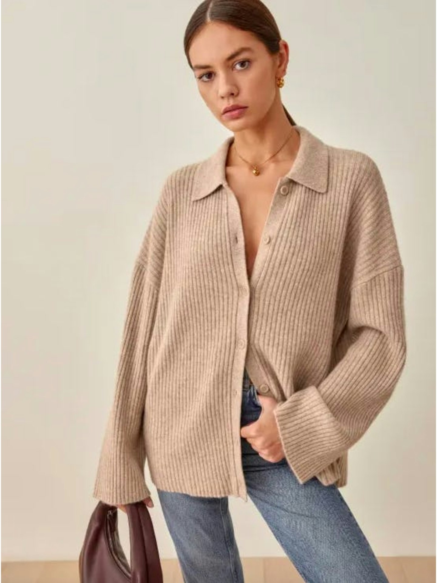 Reformation, Fantino Cashmere Collared Cardigan
